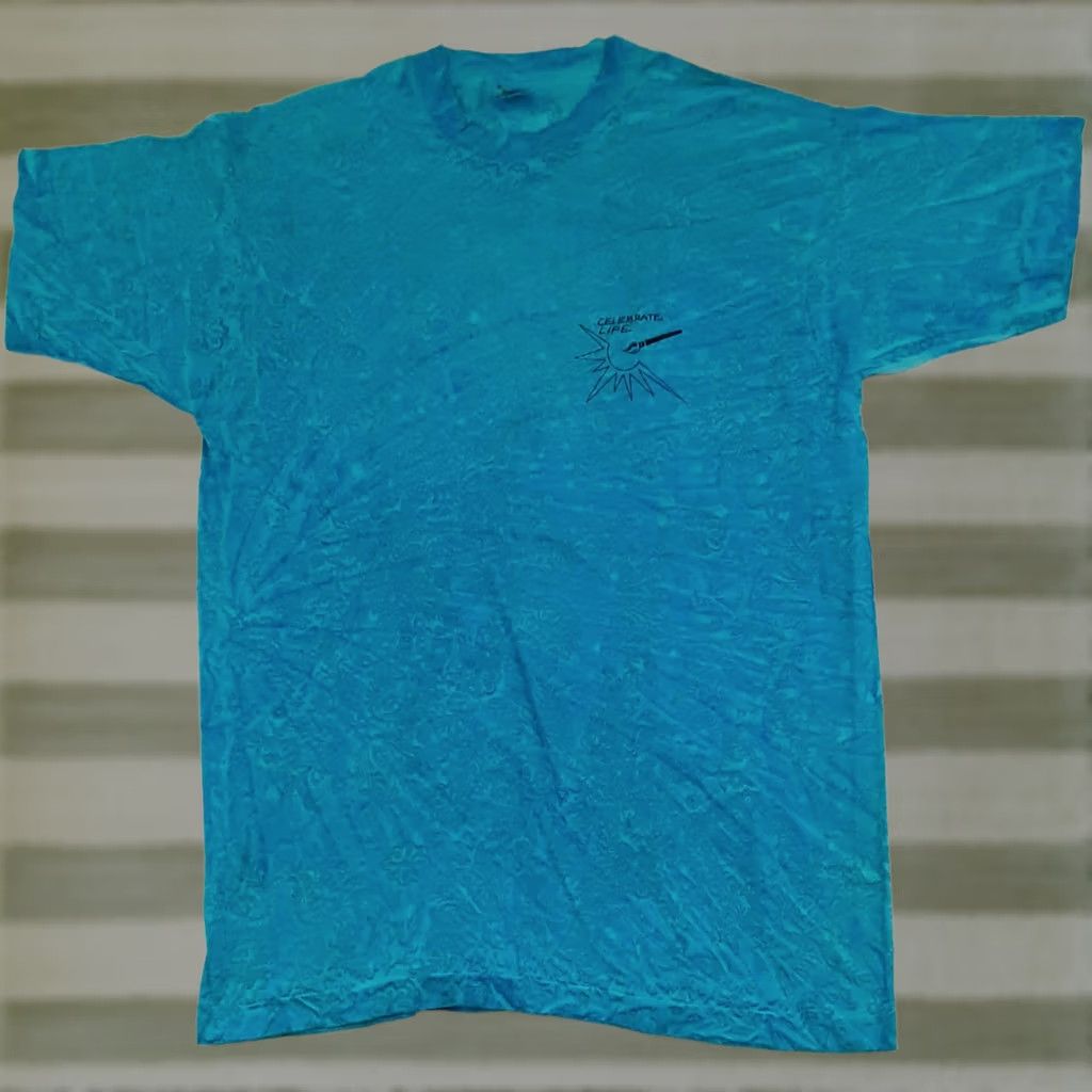 Fruit Of The Loom VINTAGE Celebrate Life USA Made Blue Single Stitch T-Shirt L Mens 80s Navy Blue Stitch EUC Fruit of the Loom Size US L / EU 52-54 / 3 - 1 Thumbnail