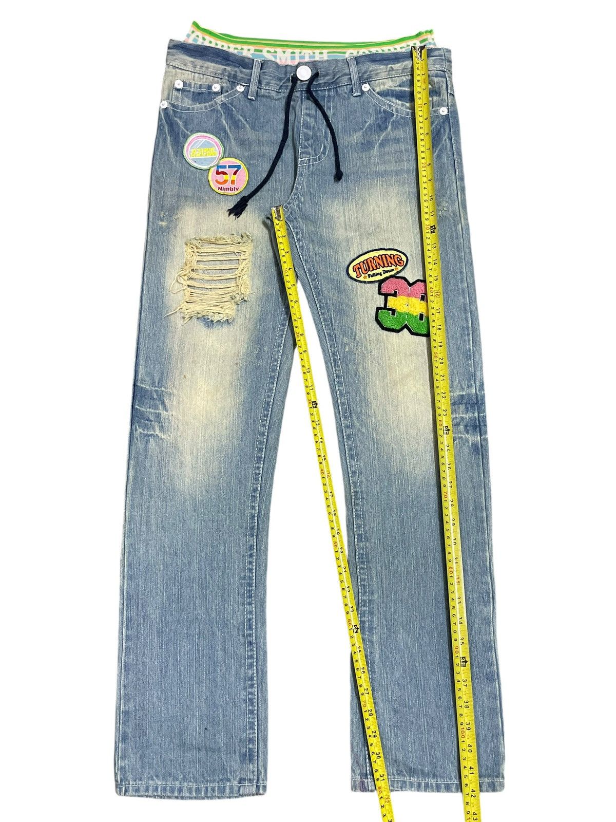 Japanese Brand Vintage Y2K Japanese Funky Patches Distressed Jogger Jeans Size 33" - 14 Thumbnail