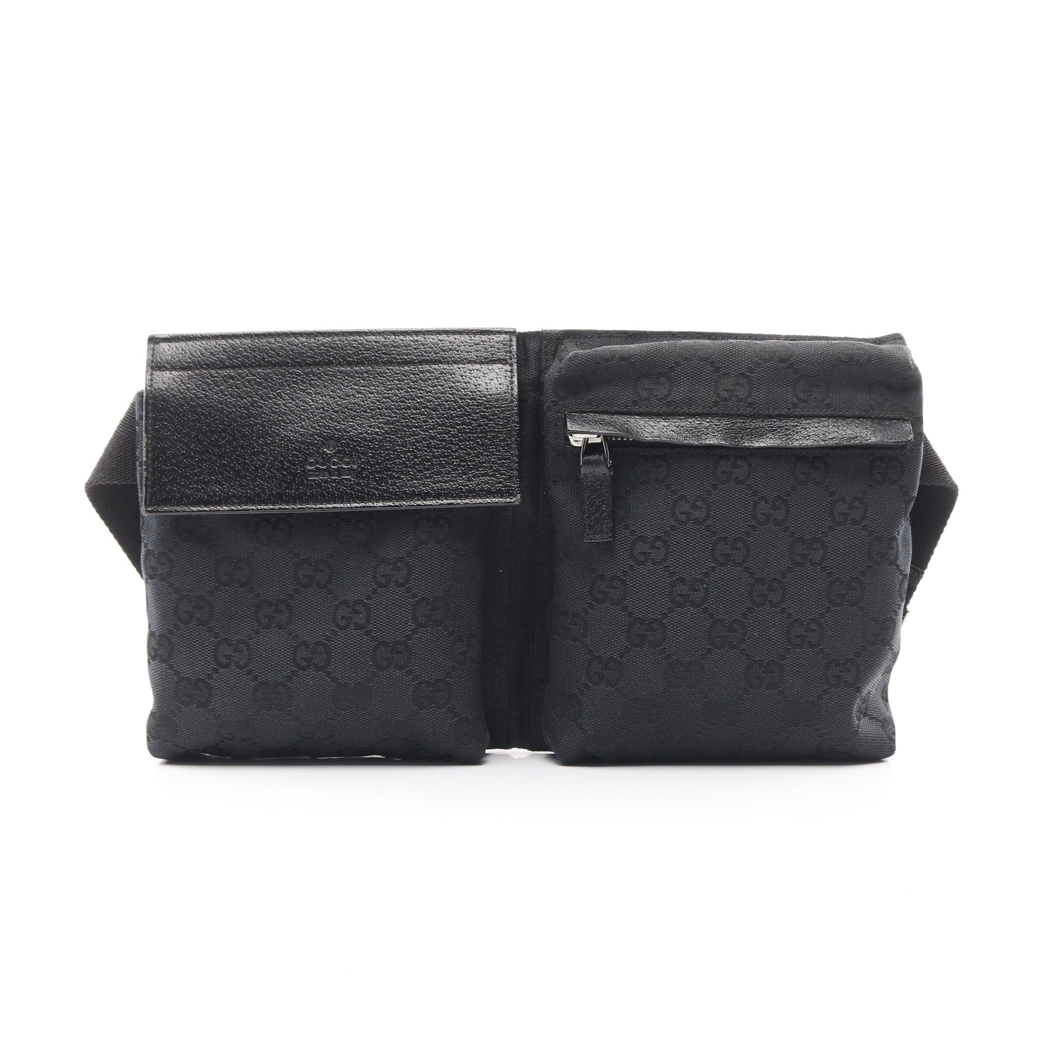 Gucci Gucci Gg Canvas Body Bag Waist Leather Black Size ONE SIZE - 1 Thumbnail