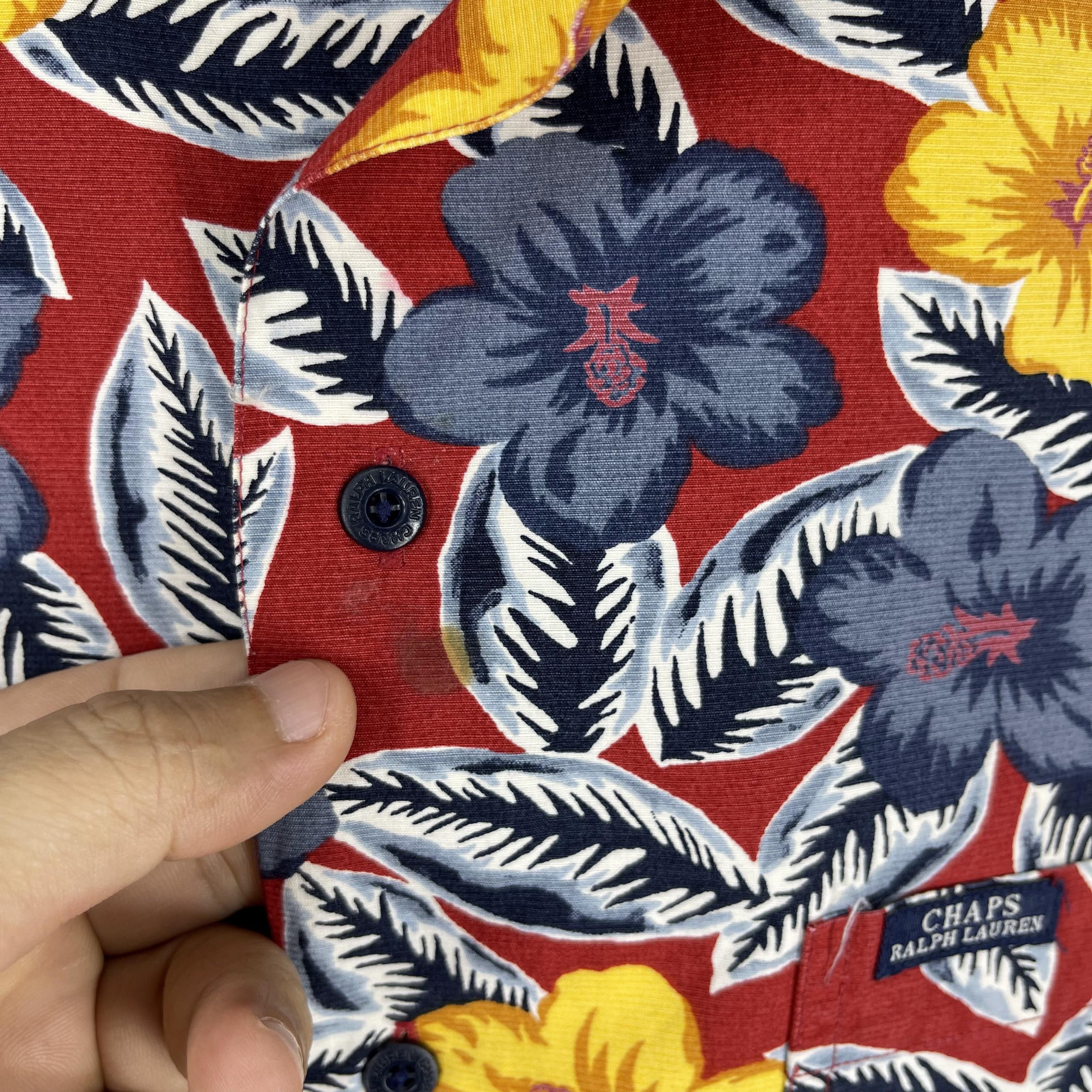 Chaps Ralph Lauren Vintage 90s CHAPS LAUREN Hibiscus Floral Motive Shirt Size US L / EU 52-54 / 3 - 6 Thumbnail