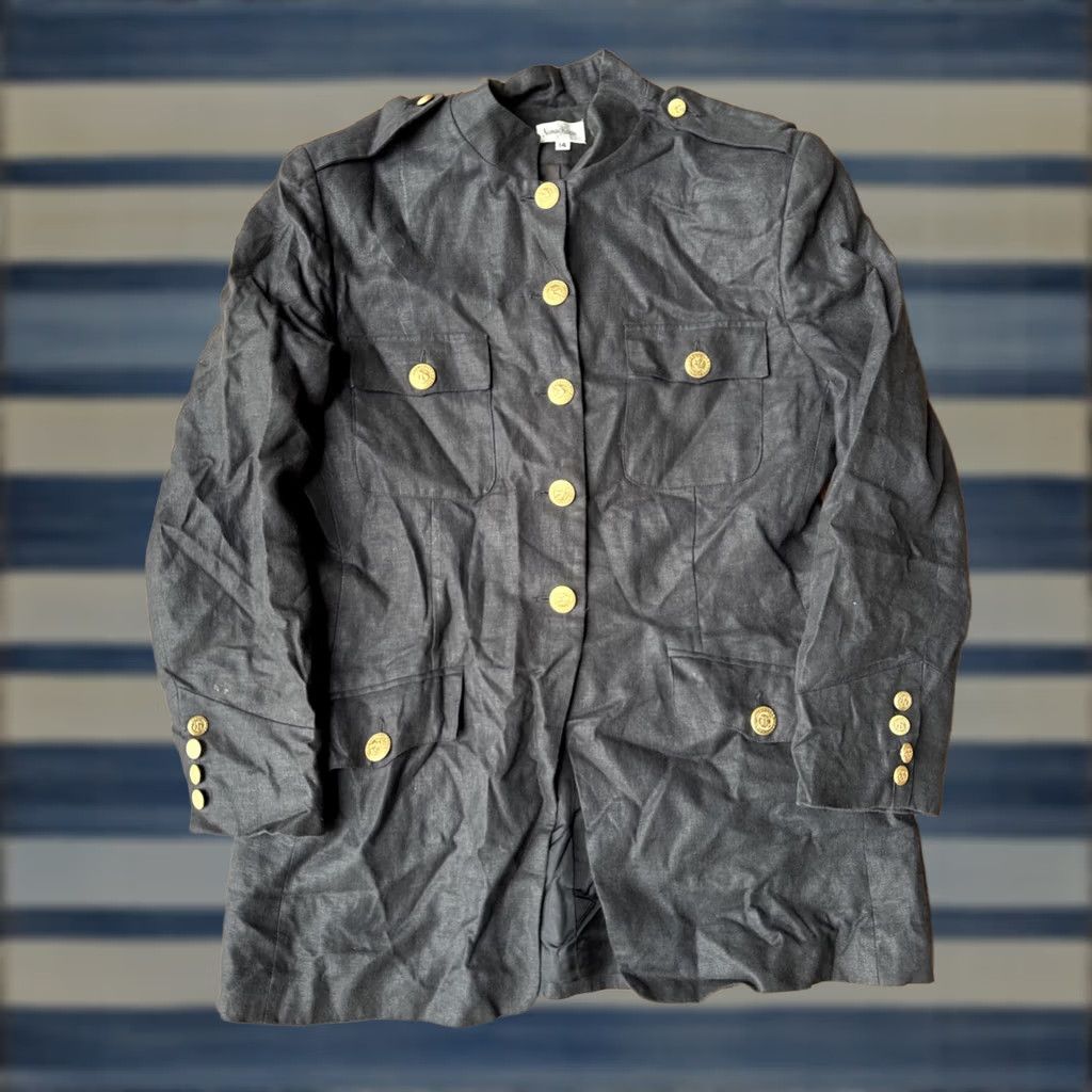 Neiman Marcus Neimen Marcus Blazer Military Jacket 14 Black Wool Button Vintage Women’s 90s Casual Winter Fall" Size XL / US 12-14 / IT 48-50 - 1 Thumbnail