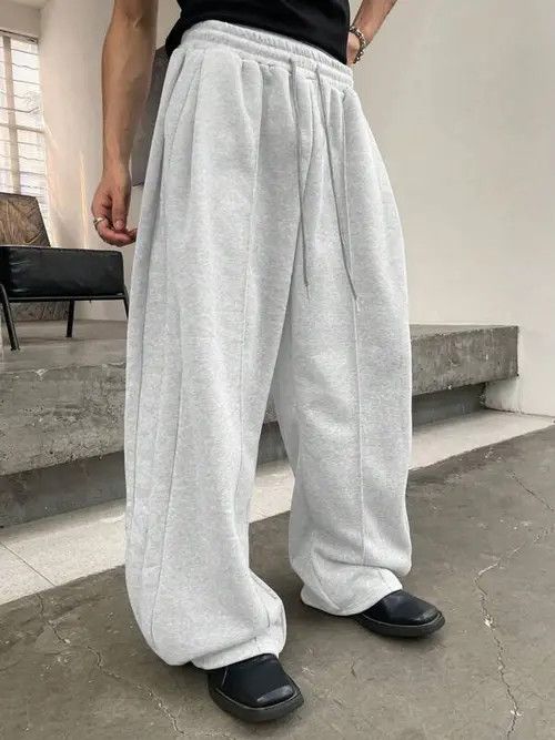 Japanese Brand × Vintage Light Grey loose fit sweatpants baggy Wide Leg Size US 34 / EU 50 - 1 Thumbnail