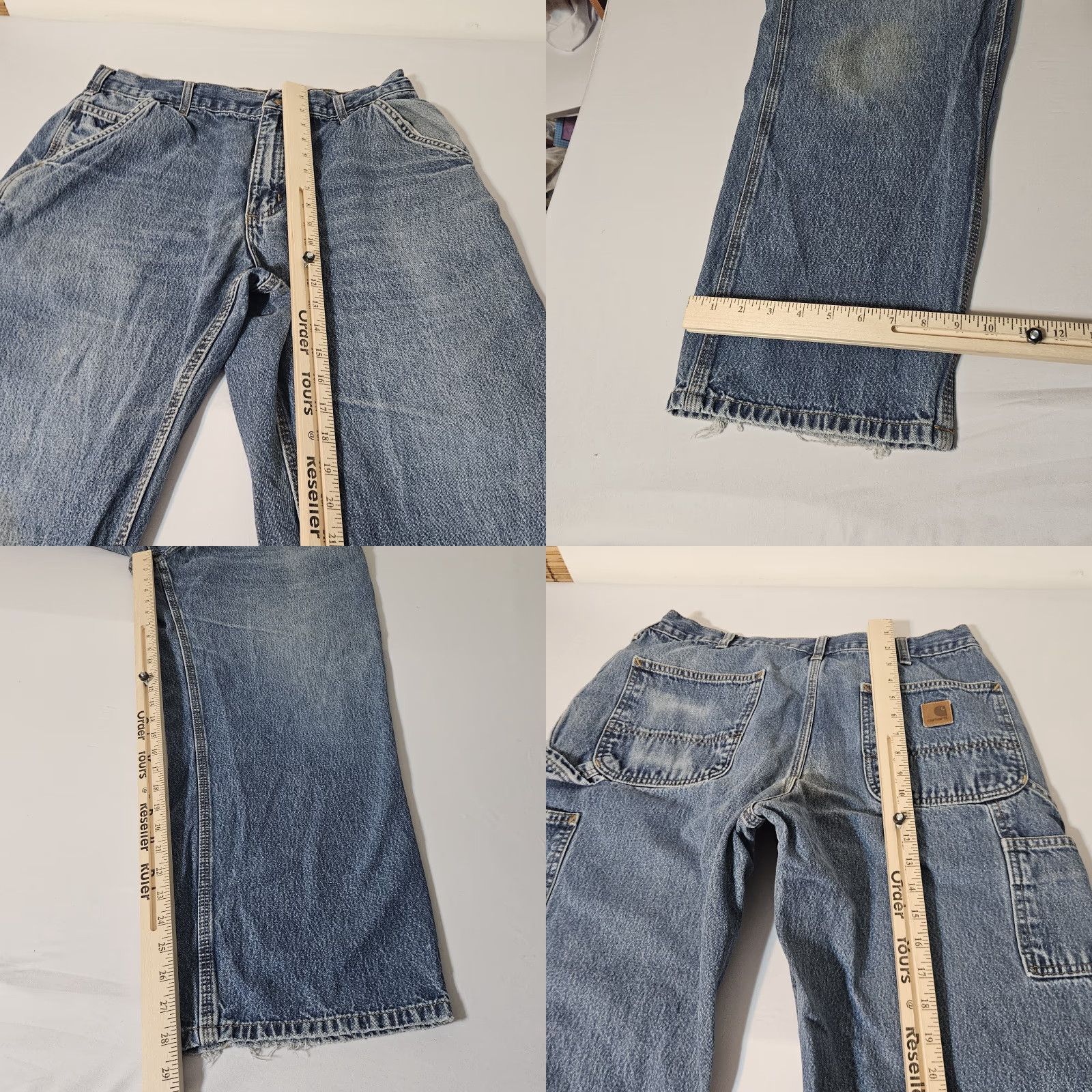 Carhartt Carhartt Jeans Mens 34x28 Blue Denim Loose Original Fit B13 DPS Carpenter Work Jeans Relaxed Straight Mens Blue Denim Regular 34x28 Size US 34 / EU 50 - 8 Thumbnail