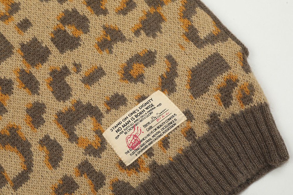 Japanese Brand Leapard knitted Zipper Sweater Size US L / EU 52-54 / 3 - 4 Thumbnail