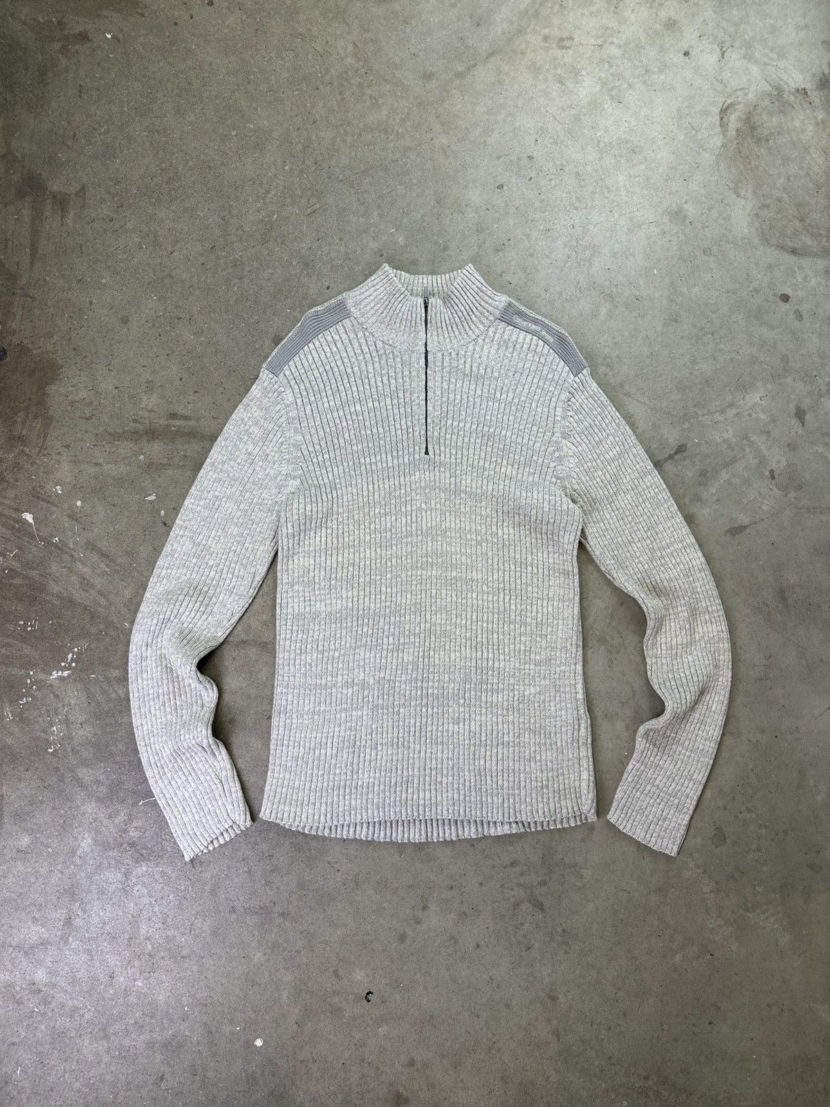 Calvin Klein × Vintage vintage calvin klein 1/4 zip knit sweater gray xl Size US XL / EU 56 / 4 - 1 Thumbnail