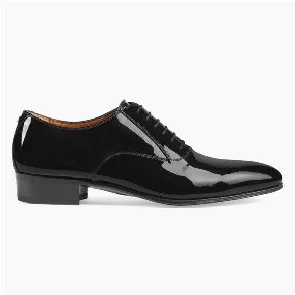Gucci Worsh GG Patent Leather Lace-Up Shoes Black MenS Size, Men's (Size 8)