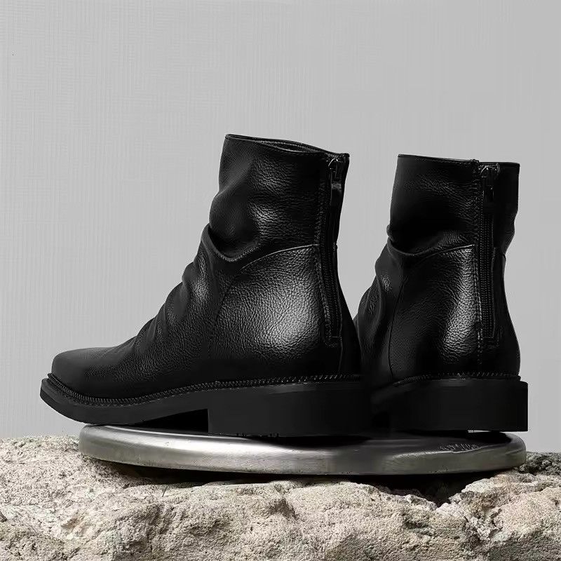 Japanese Brand Black Split Leather Square Toe Side-Zip Boots Size US 11 / EU 44 - 9 Thumbnail