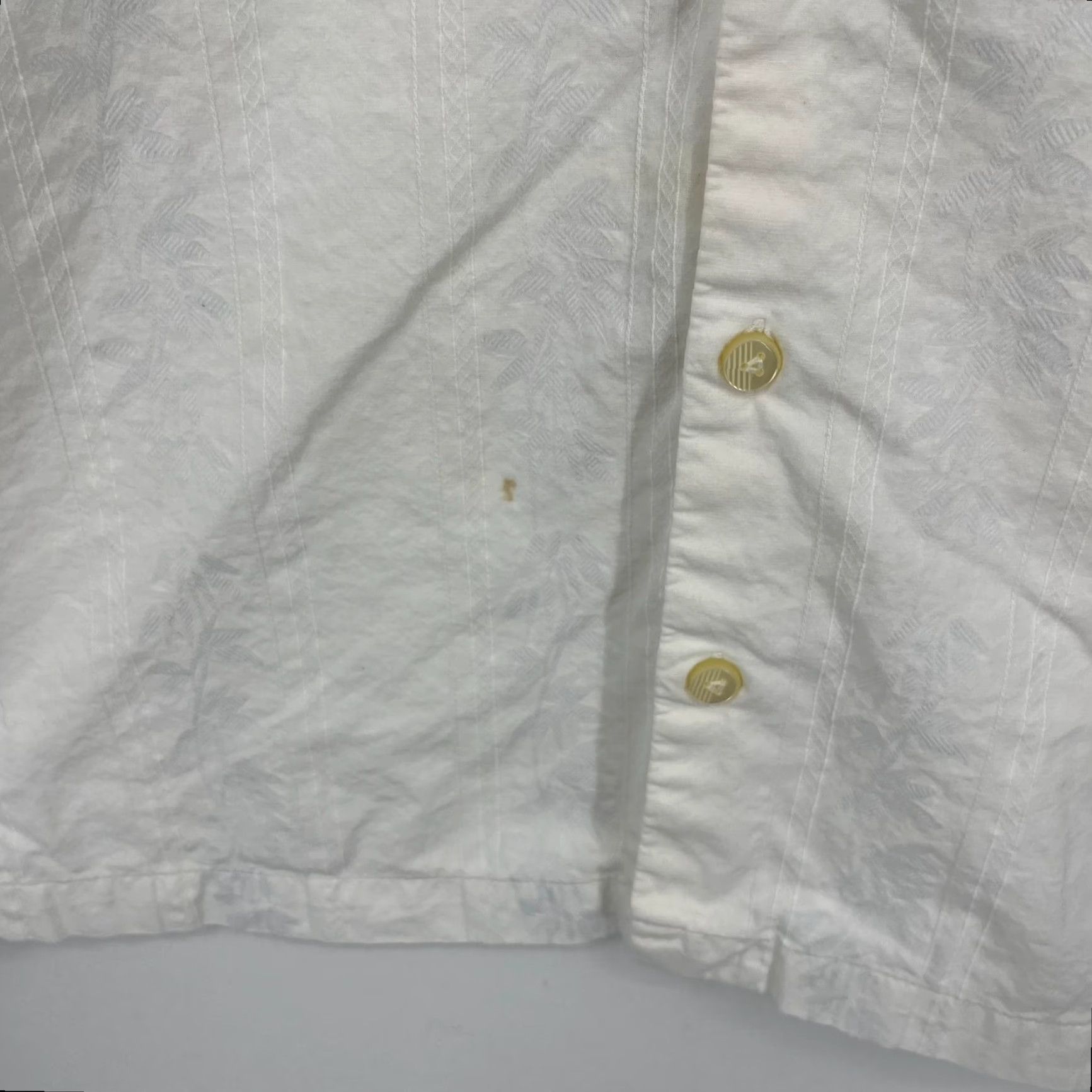 Tommy Bahama Tommy Bahama Shirt Short Sleeve Button-Up M White Pockets Hawaiian Textured Silky Cotton Casual Mens Size US M / EU 48-50 / 2 - 4 Thumbnail