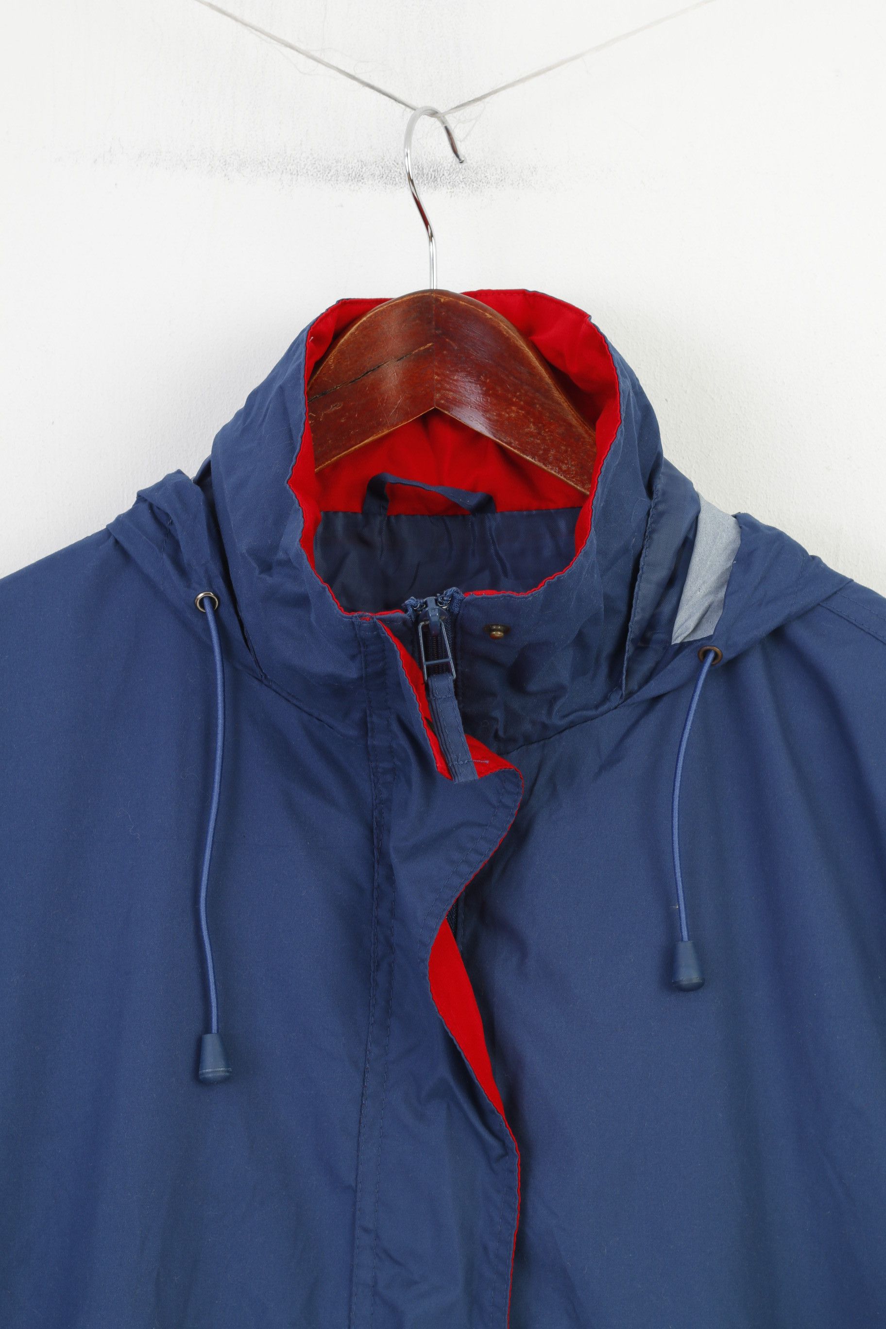 Vintage Sherpa Women 42 L Jacket Navy Full Zipper Hood Pockets 10718 Size M / US 6-8 / IT 42-44 - 2 Thumbnail