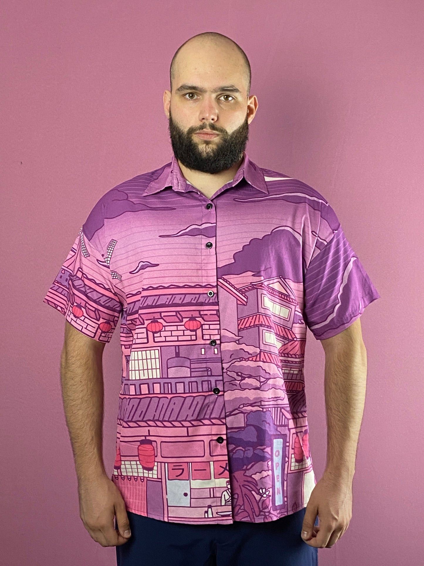 Vintage Romwe Vintage Men's Japanese Street Print Sleeve Shirt Size US S / EU 44-46 / 1 - 2 Thumbnail