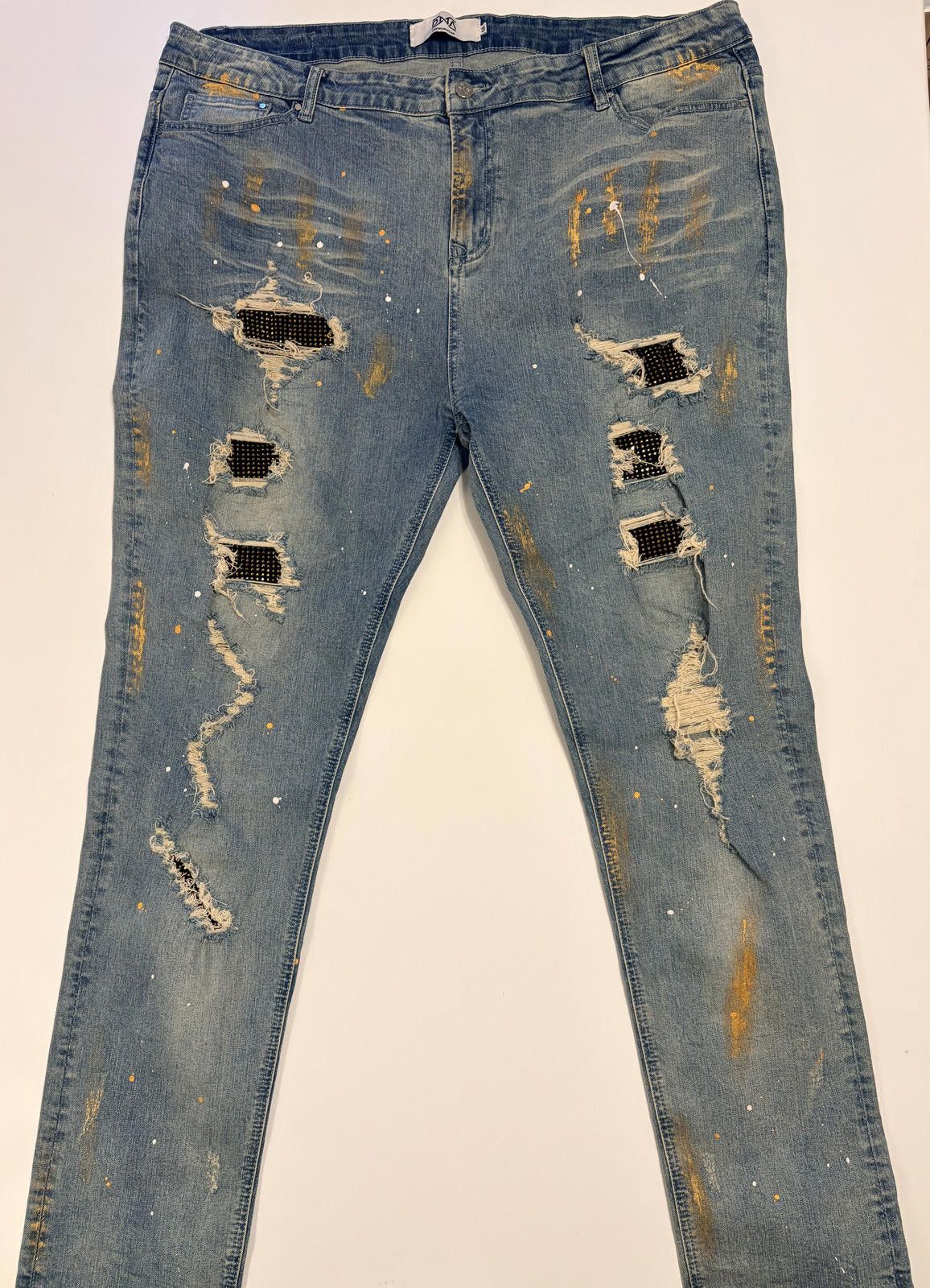 Other DNA Premium Wear Distressed Med Wash Jeans (Size 44x32) Size US 44 / EU 60 - 1 Thumbnail