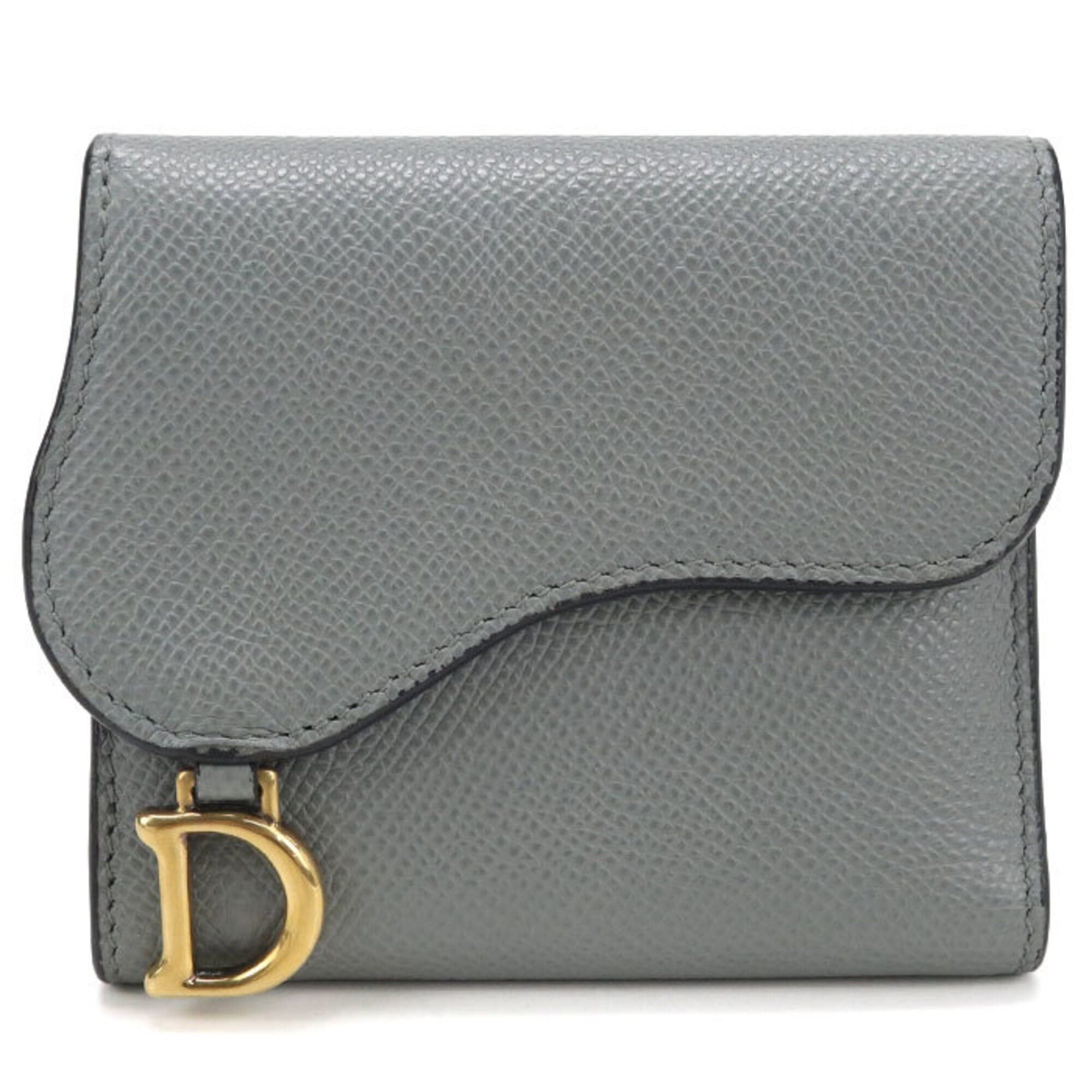 Dior Christian Dior DIOR Lotus Wallet Tri-fold Wallet, Saddle, Women's, Gray Size ONE SIZE - 1 Thumbnail