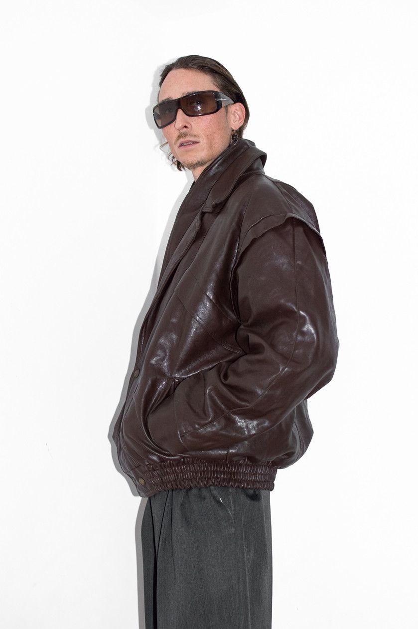 Designer × Vintage Vintage Brown Oversize Aviator Leather Jacket Size US XL / EU 56 / 4 - 4 Thumbnail