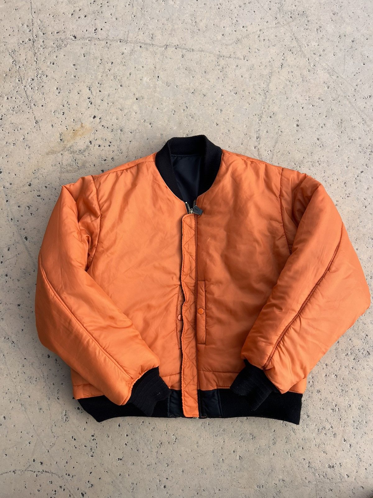 image of Vintage Black/orange Reversible Bomber Jacket, Men's (Size 2XL)