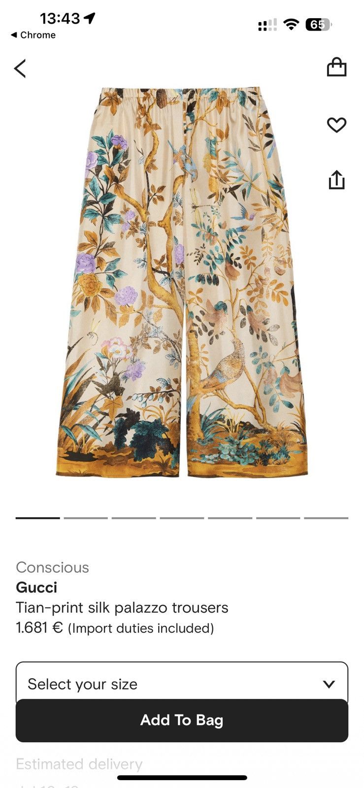 Gucci Gucci Tian-print silk palazzo trousers Size 25" / US 0 / IT 36 - 6 Thumbnail