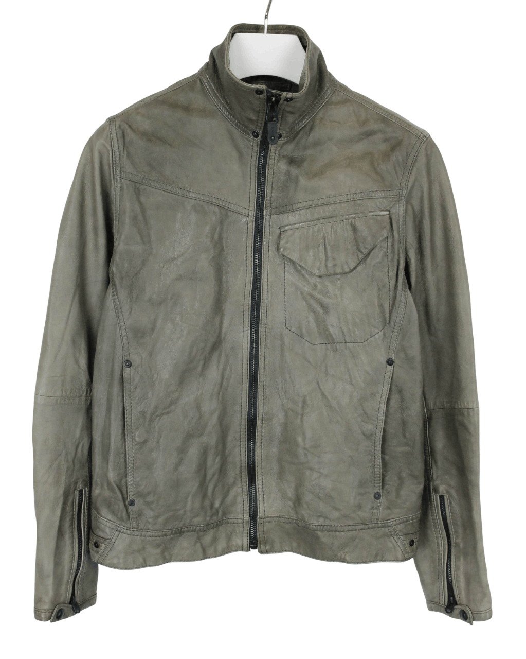 G-Star G-STAR JSF Leather Jacket Women's LARGE Full Zip High Neck Size L / US 10 / IT 46 - 1 Thumbnail