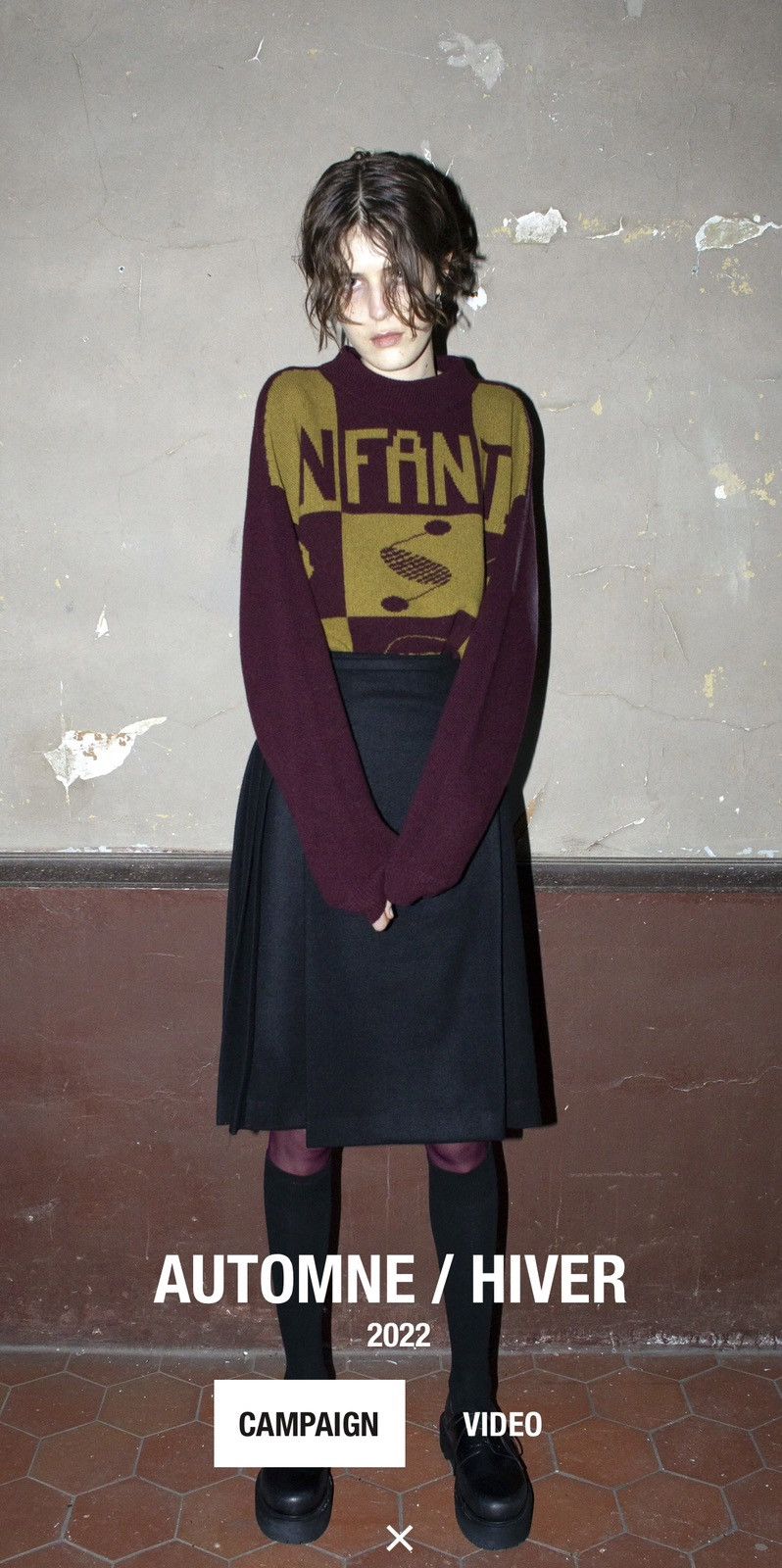 image of Enfants Riches Deprimes Intarsia Knit-Logo Cropped Sweater in Burgandy, Men's (Size XL)
