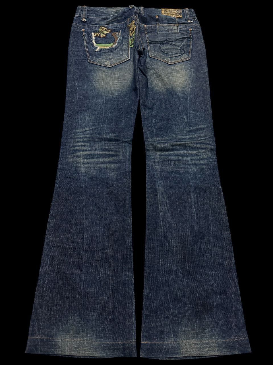 Japanese Brand 💥Insane Flared Red Pepper Butterfly Embroidery Mudwash Jeans Size US 30 / EU 46 - 1 Thumbnail