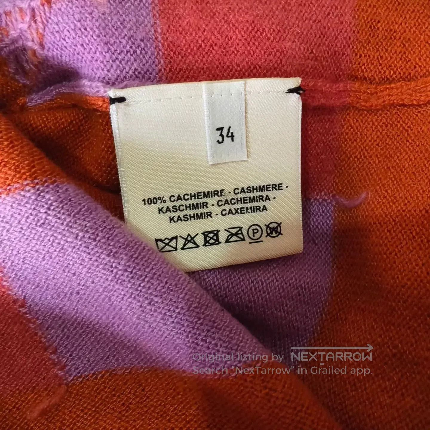 Hermes Hermes Orange and Pink Color-Block Cashmere Knit Sweater| Size XXS / US 00 / IT 34 - 4 Thumbnail