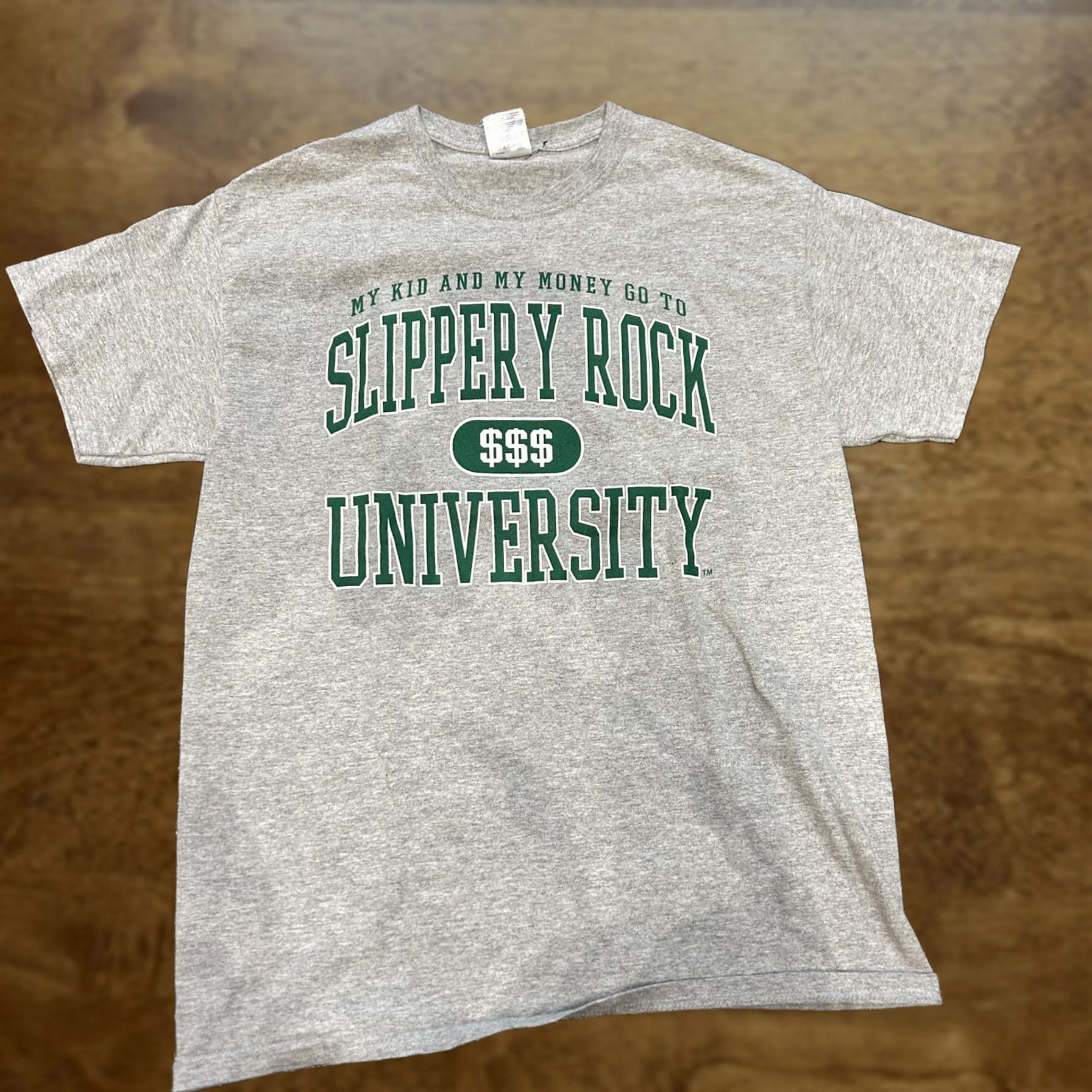 Gildan College Shirt Mens Medium Gray My Kid Money Graphic Slippery Rock University Size US M / EU 48-50 / 2 - 1 Thumbnail