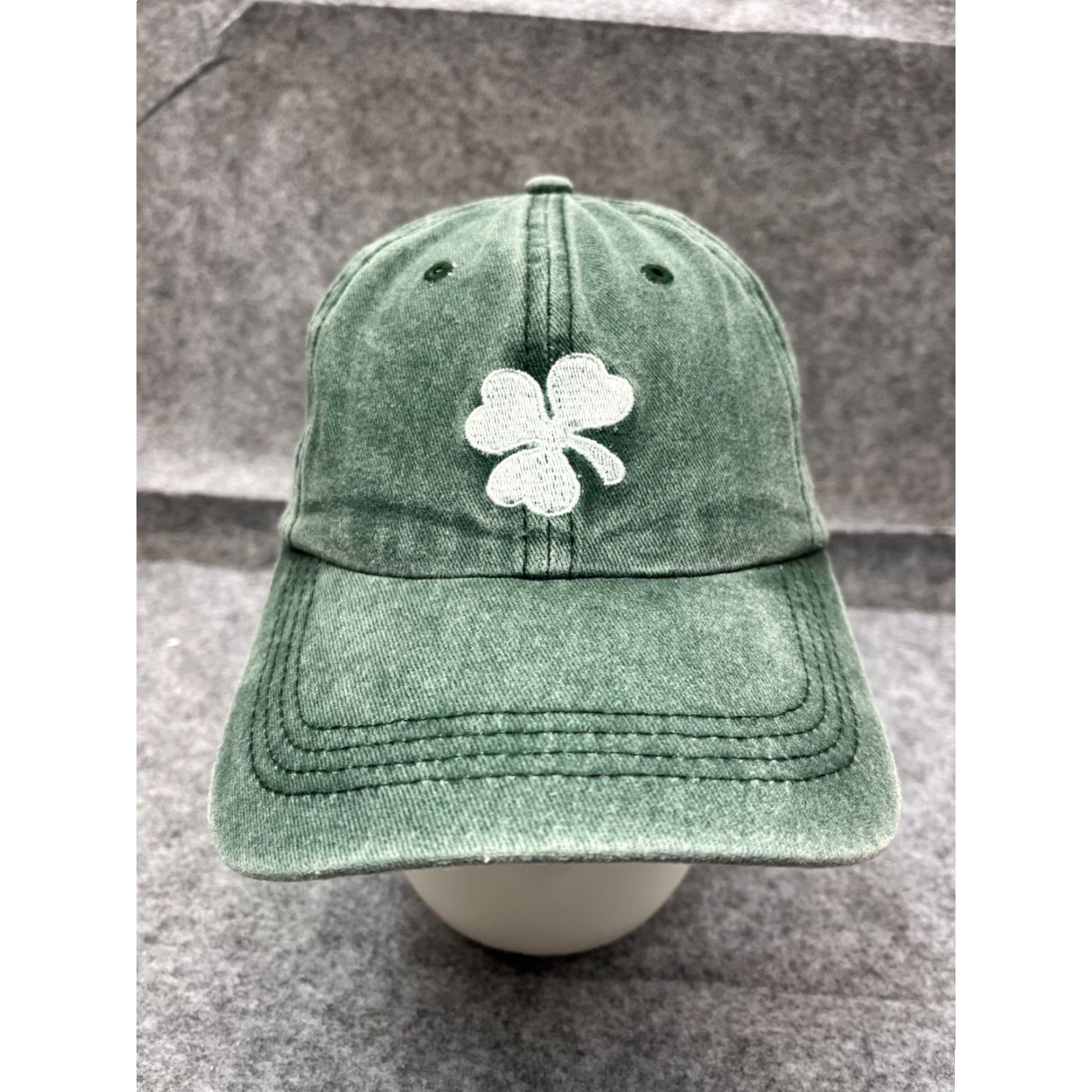 Vintage Clover Hat Adult Small Green Cotton Denim Look Strap Back Beach Twill Size ONE SIZE - 2 Thumbnail