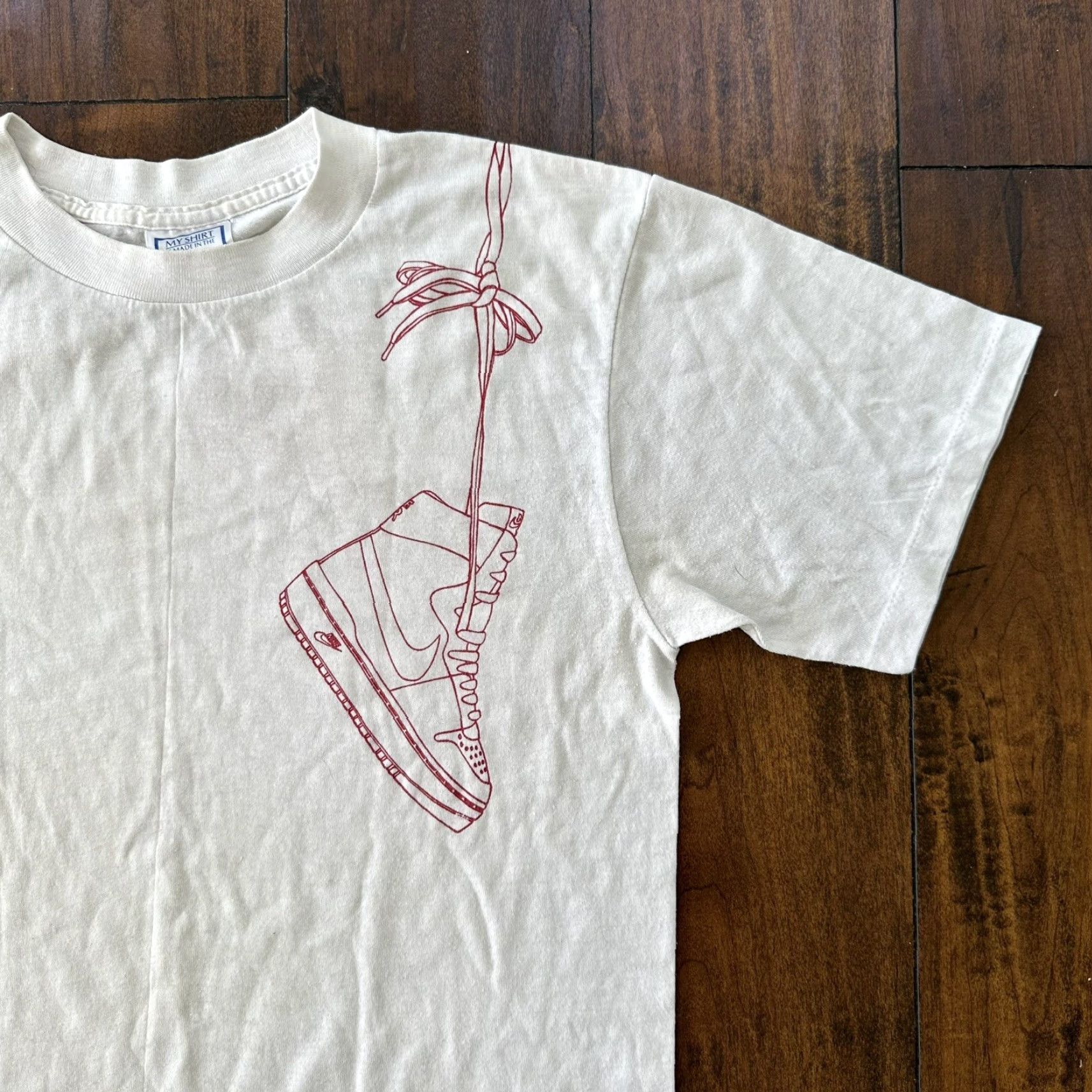 VINTAGE Nike T Shirt Mens White 80s 70s 90s Airship Outline Rare Short Sleeve Crew Neck Jordan Dunk