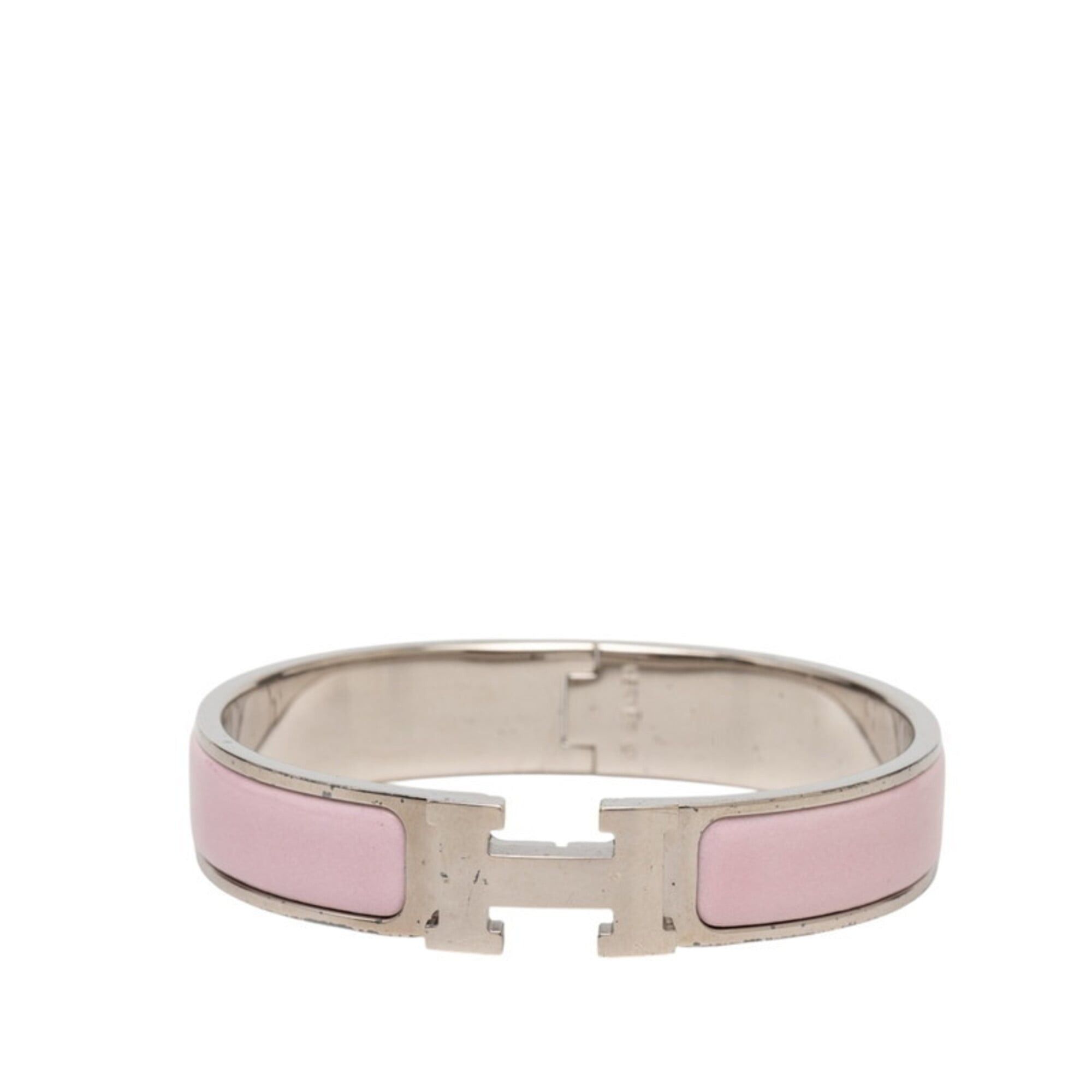 Hermes Hermes Click H PM Bracelet, Silver and Pink Metal Enamel, Women's. Size ONE SIZE - 1 Thumbnail
