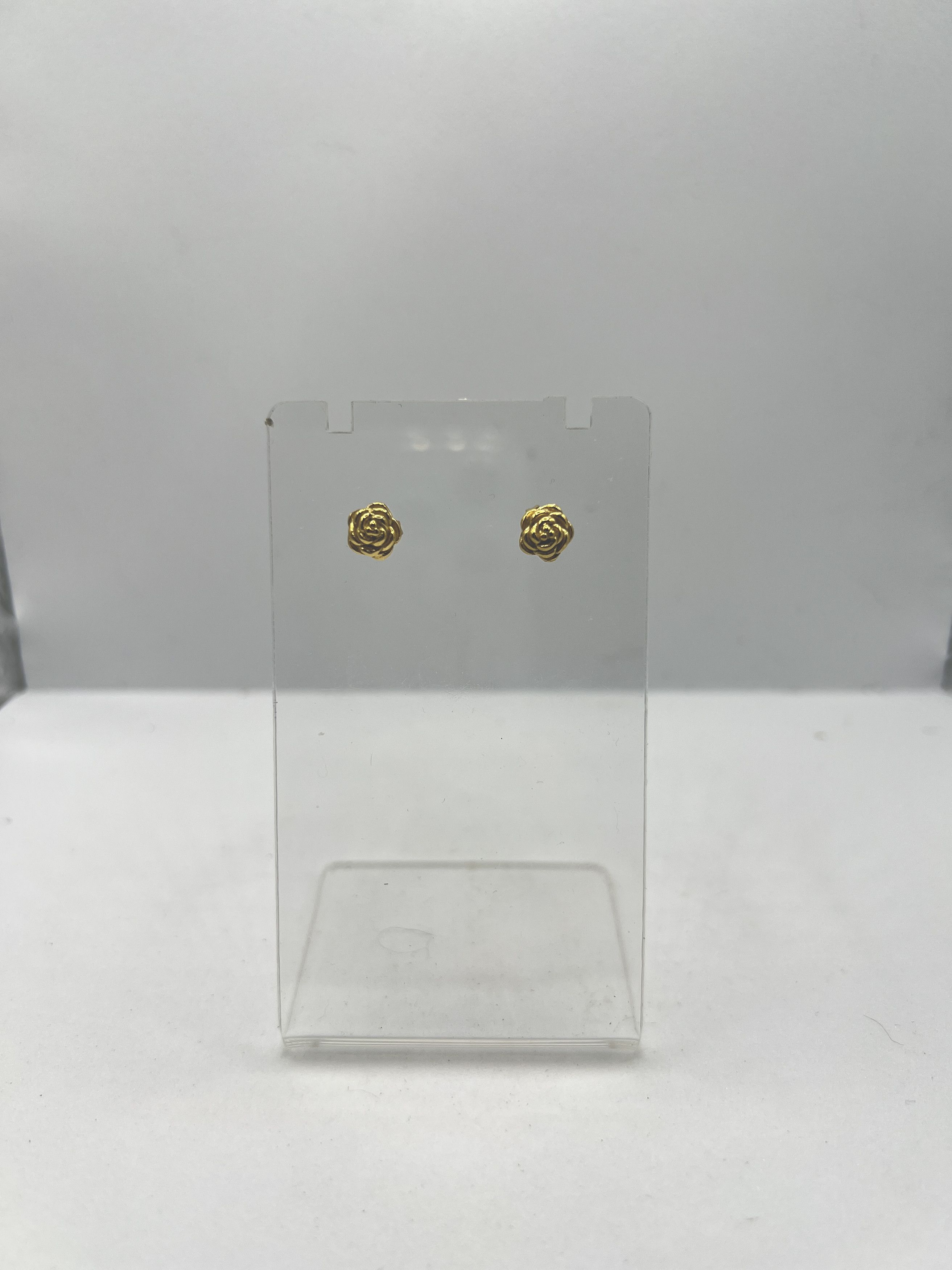 Jewelry Gold Rose Stainless Steel Stud Earrings, Men's