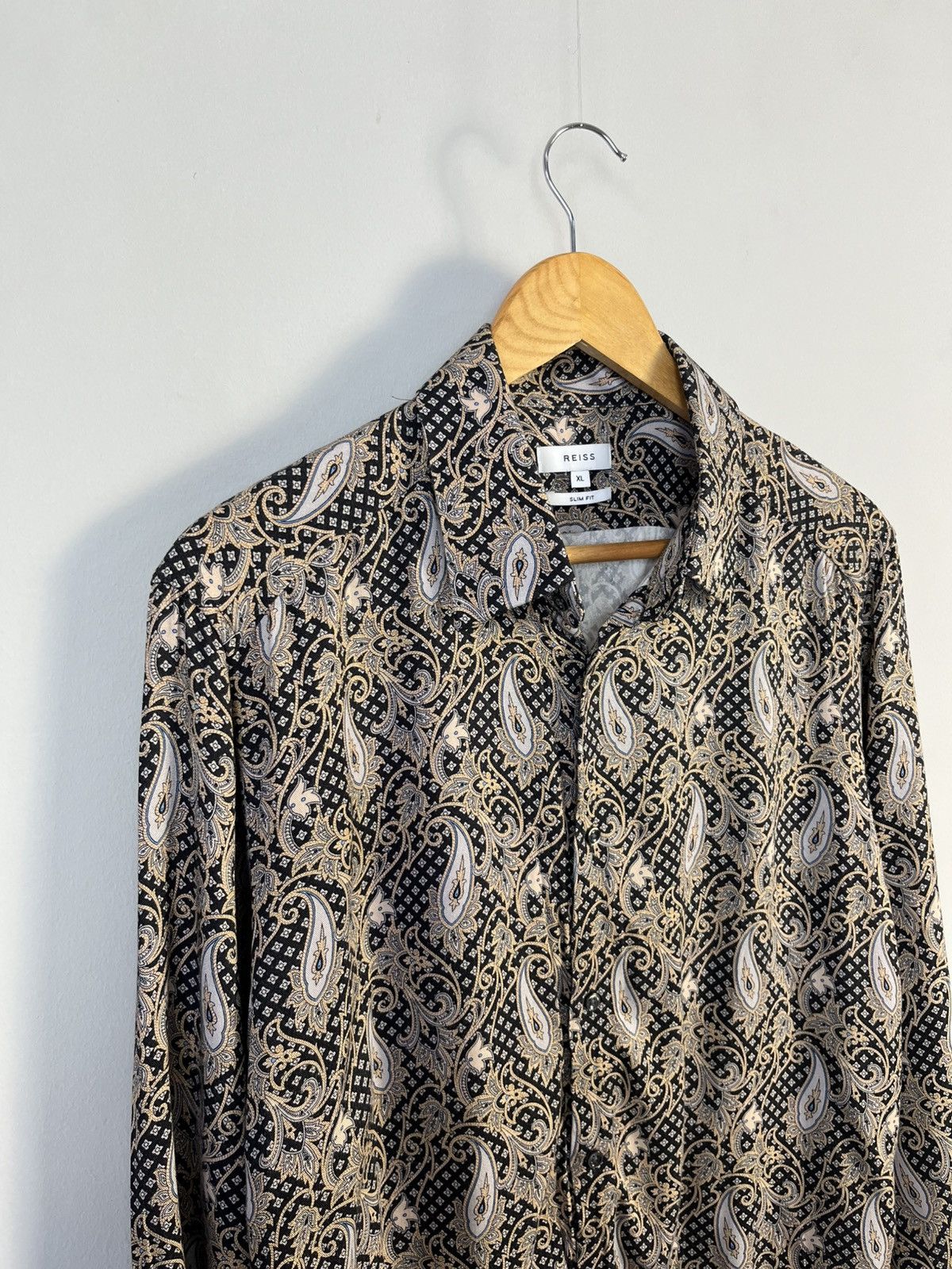 Reiss Reiss Tate Viscose Paisley Long Sleeve Shirt Slim Fit Size US XL / EU 56 / 4 - 2 Thumbnail