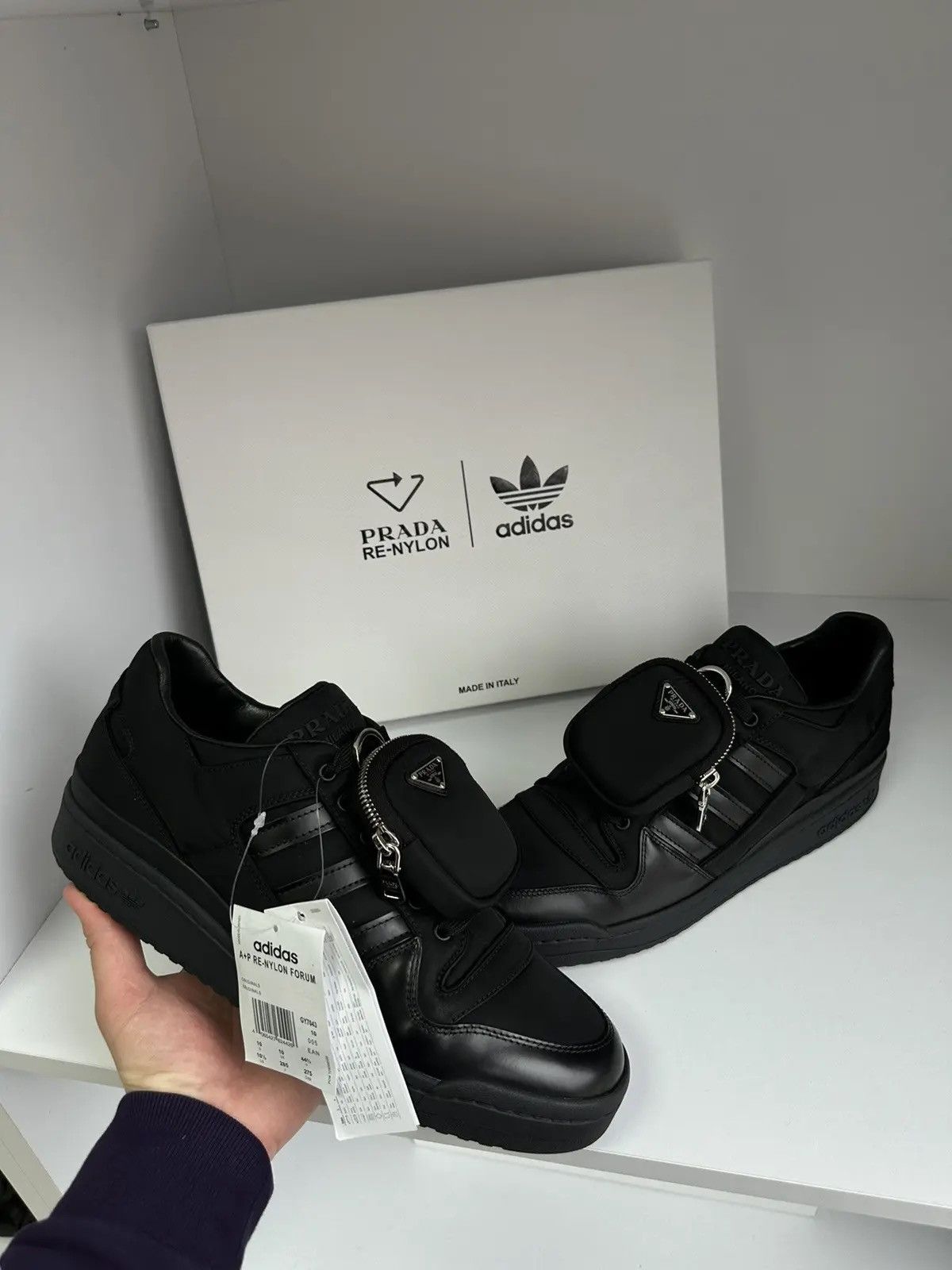 image of Adidas Prada Forum Low Nylon Sneaker Black, Men's (Size 10)