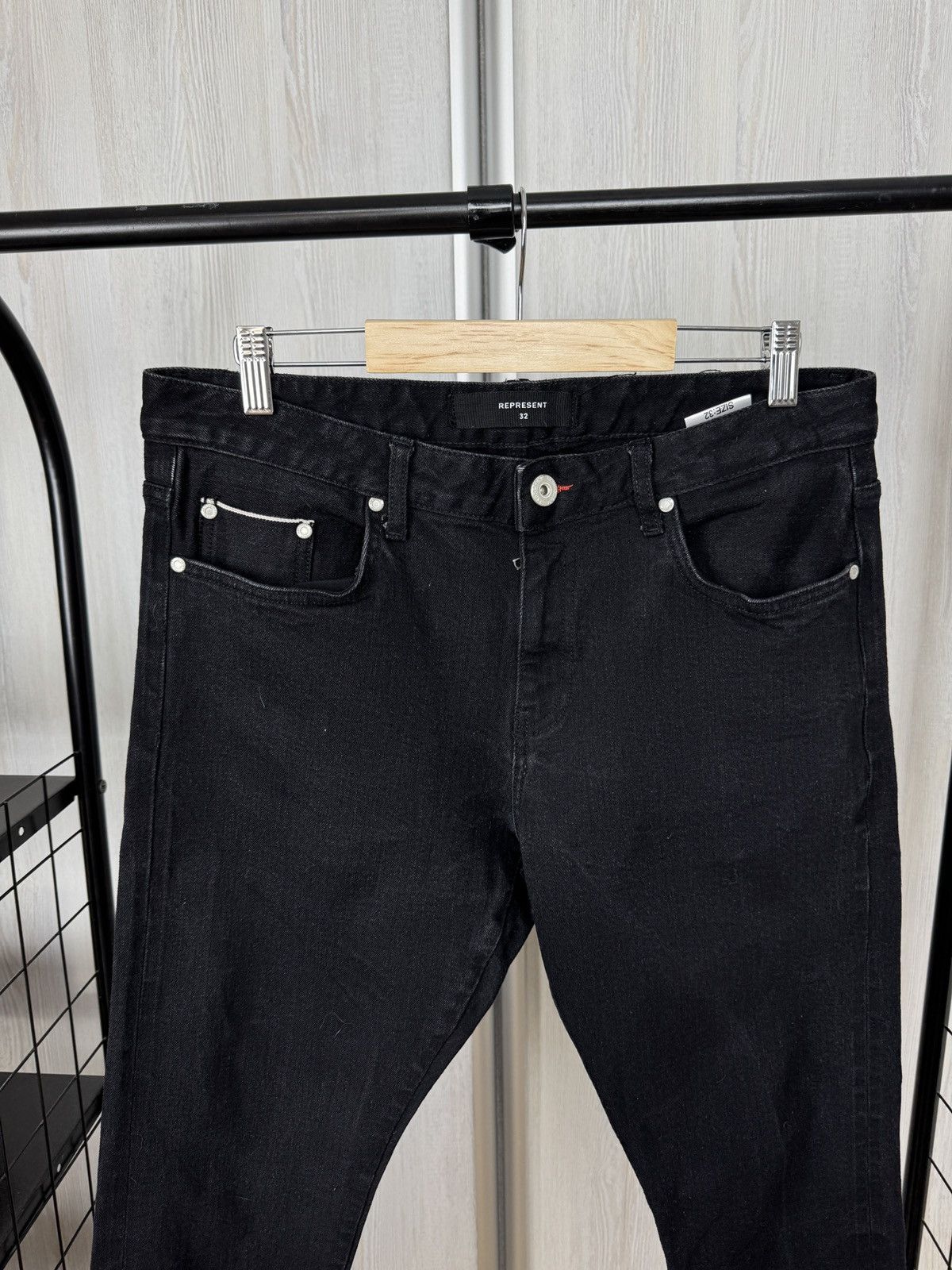 Japanese Brand Represent Basic selvedge denim vintage black jeans zippers Size US 32 / EU 48 - 4 Thumbnail