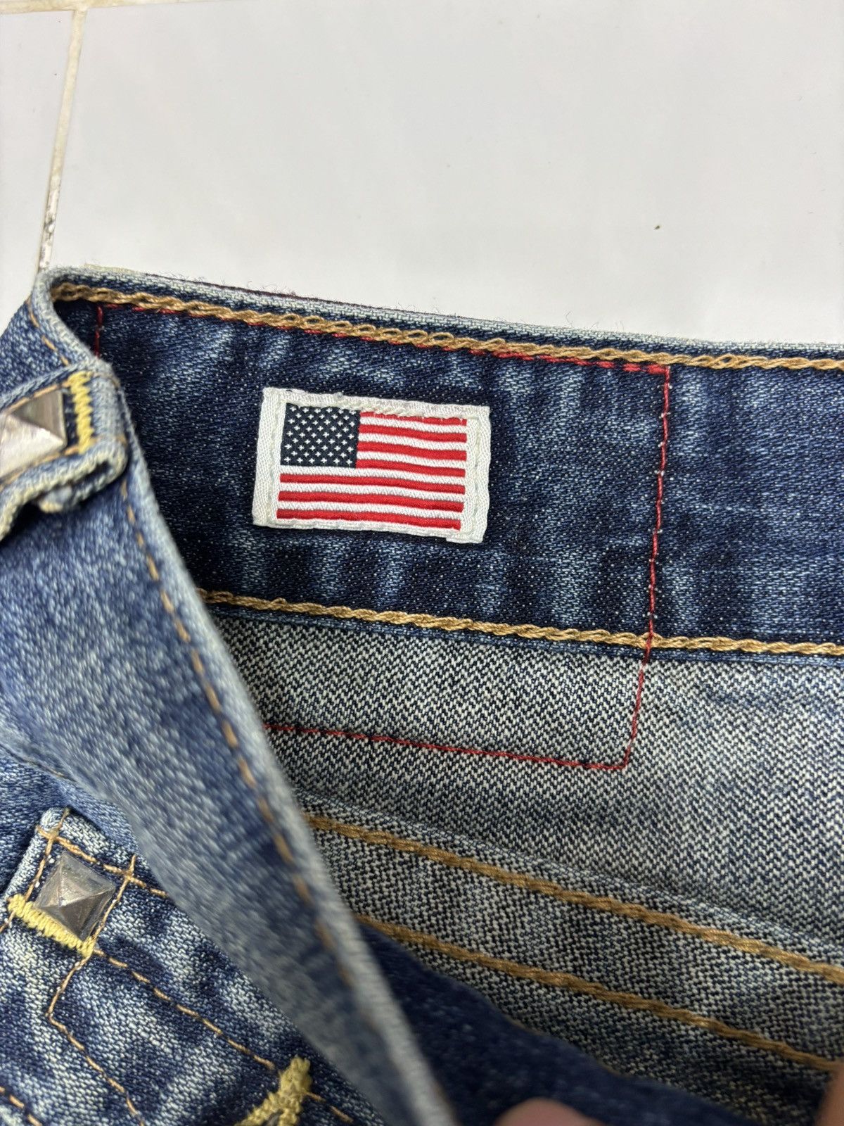 True Religion TRUE RELIGION METAL STUDDED FLARE JEANS BOOTCUT BILLY Size 31" - 14 Thumbnail