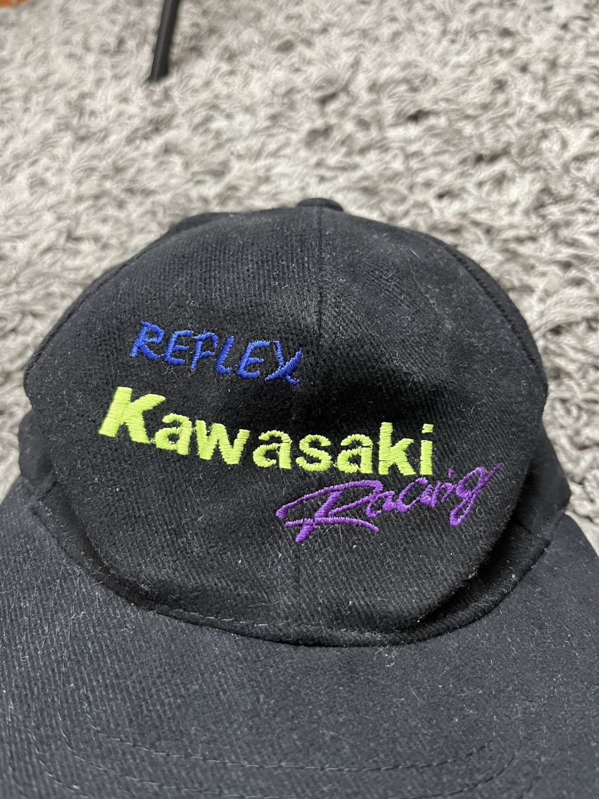 Vintage RARE 90s Kawasaki Racing Embroidered Cap / British Made Size ONE SIZE - 3 Thumbnail