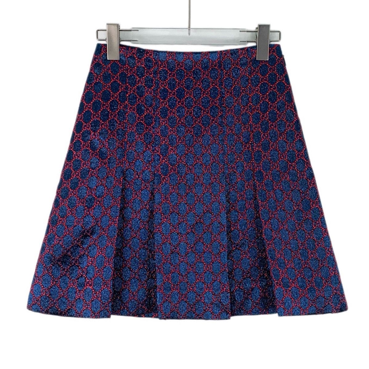 Gucci Gucci Blue Purple All-over Logo Pleated Mini Skirt K26WX Size 25" / US 0 / IT 36 - 1 Thumbnail