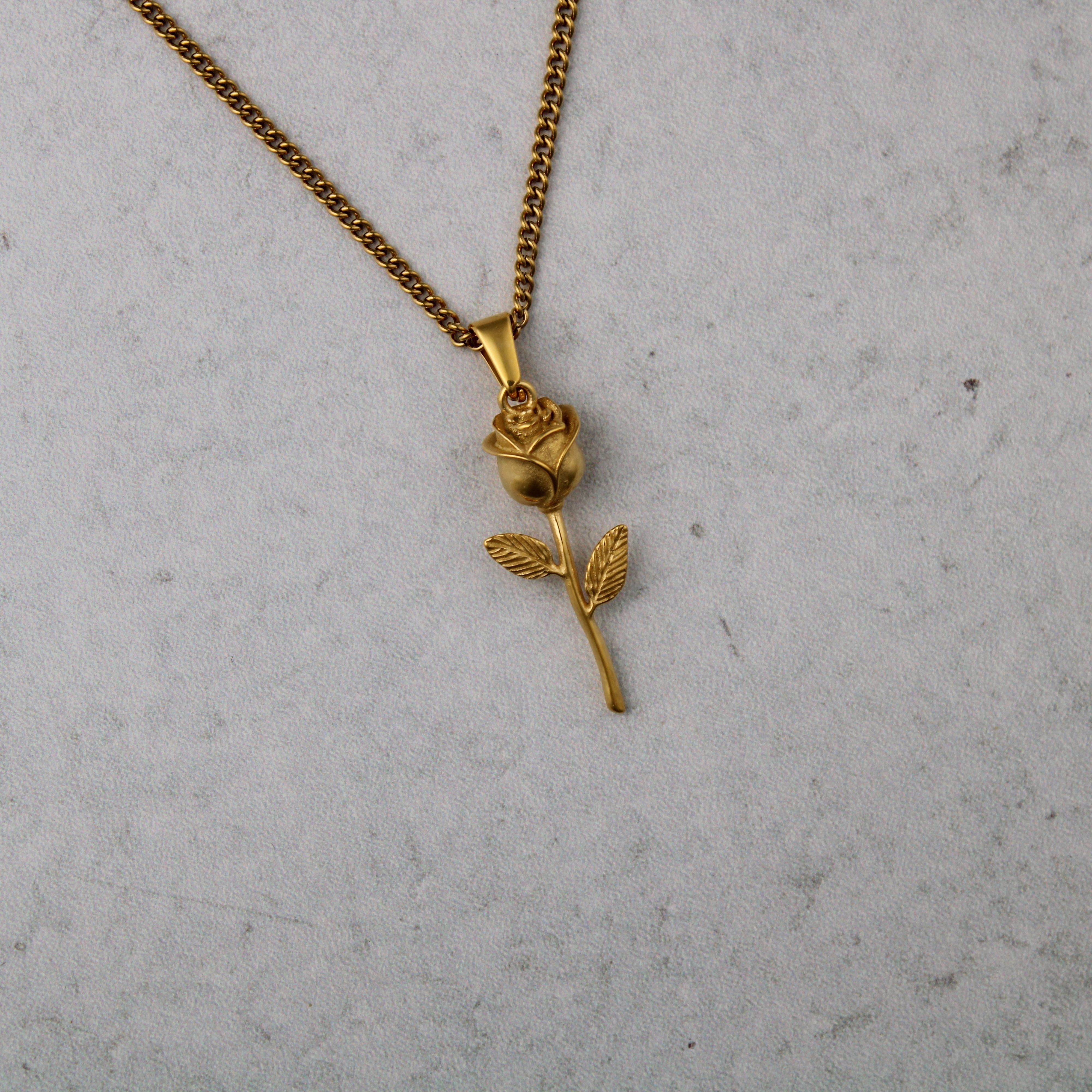 Jewelry Gold Rose Pendant Chain Necklace Size ONE SIZE - 4 Thumbnail