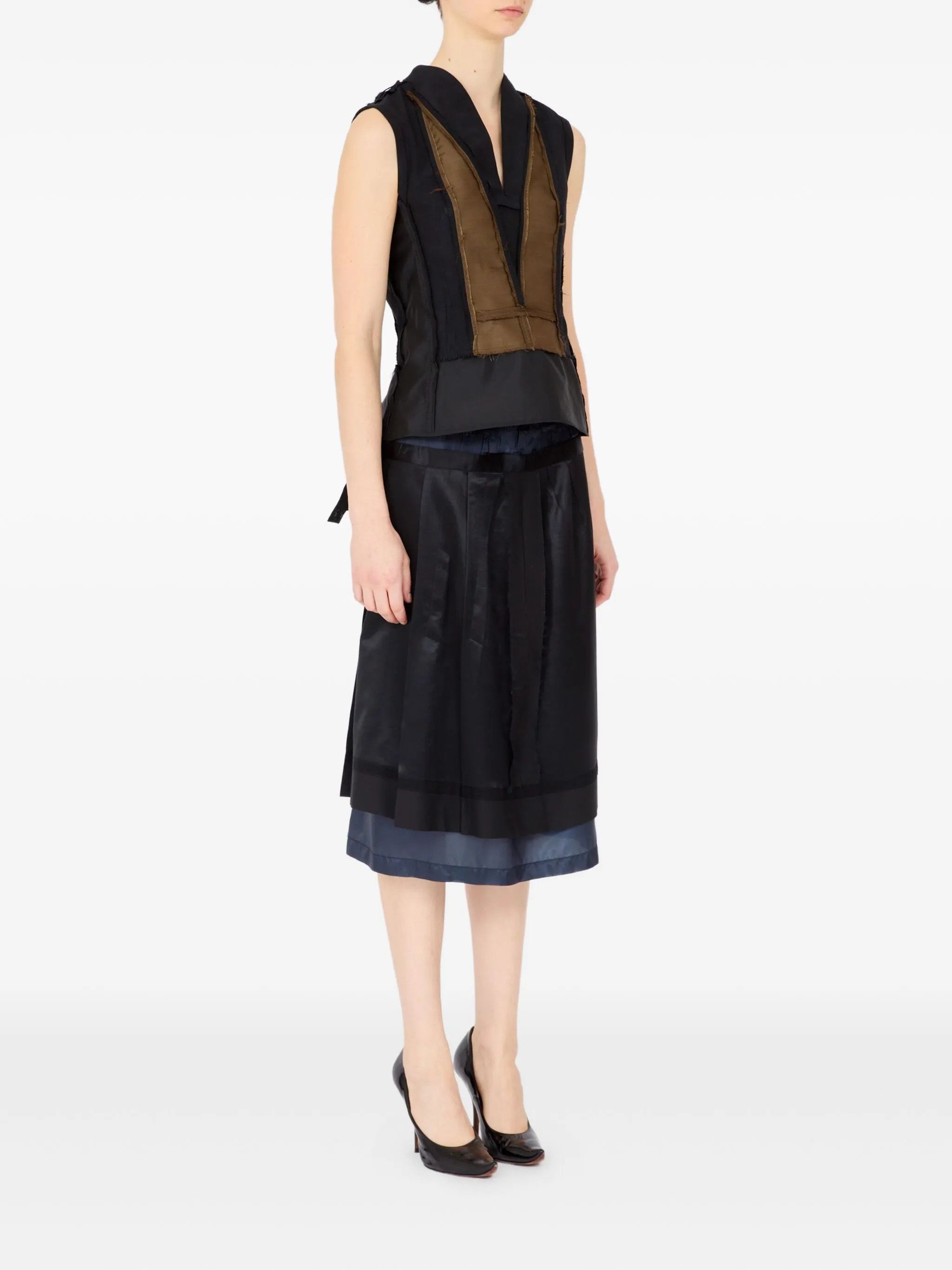 Maison Margiela o1w1db10526 Two-Tone Tank Top in Black/Brown Size L / US 10 / IT 46 - 3 Thumbnail