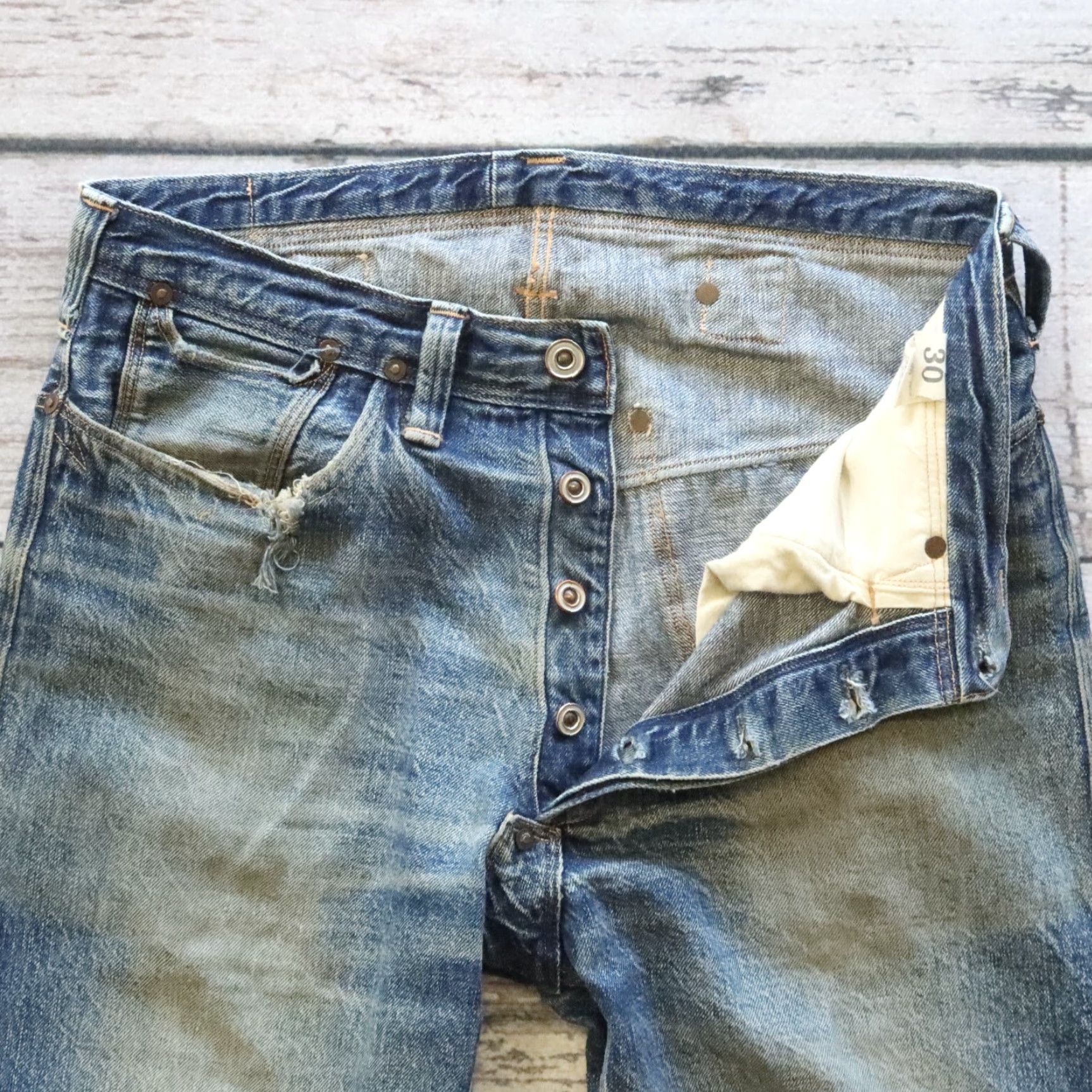 Vintage Vintage Heller's Cafe Larry's Collection Selvedge Denim Jeans Size 30 Size US 30 / EU 46 - 3 Thumbnail
