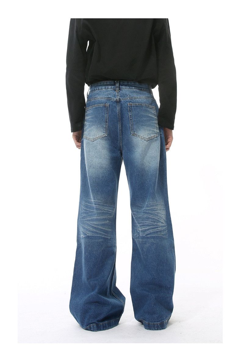 Japanese Brand × Jean Japanese whisker washed high street straight loose jeans Size US 32 / EU 48 - 5 Thumbnail
