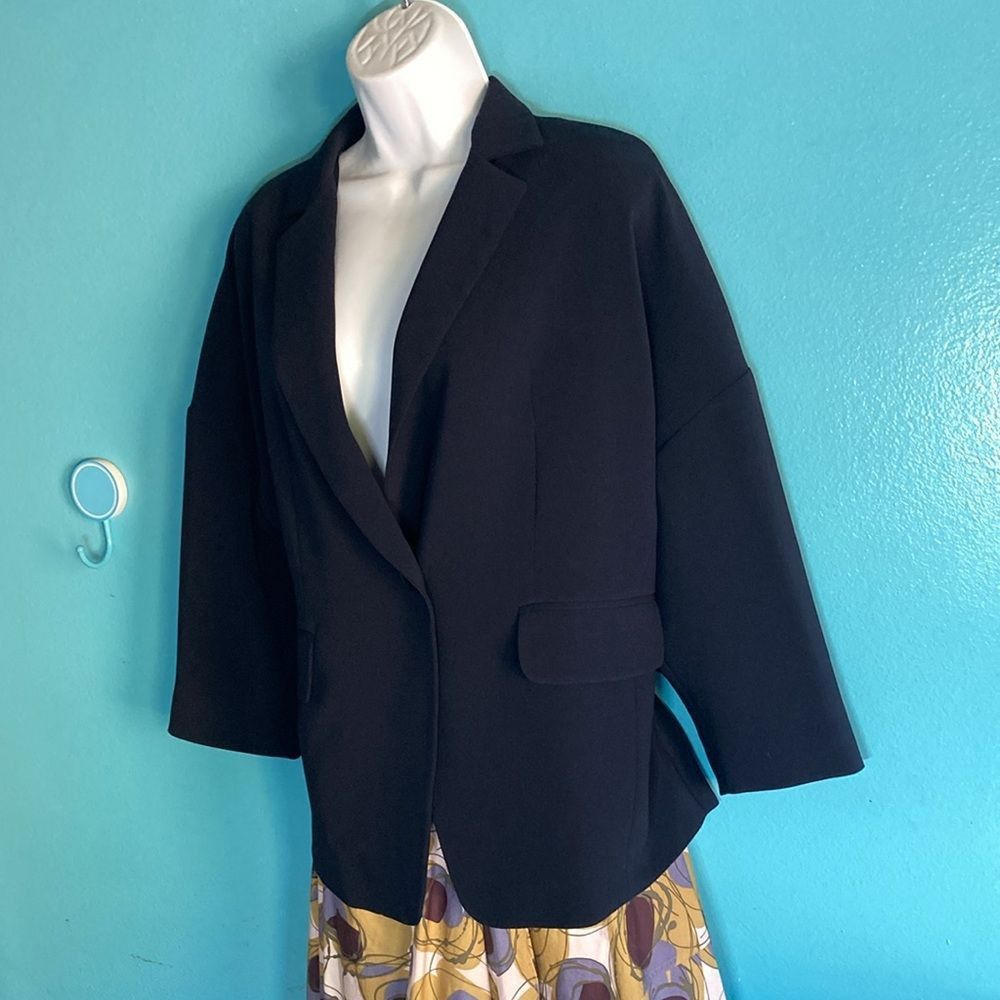 Alberto Alberto Biani Dark Navy Oversized Blazer Size 40 Fits up to Size L / US 10 / IT 46 - 14 Thumbnail
