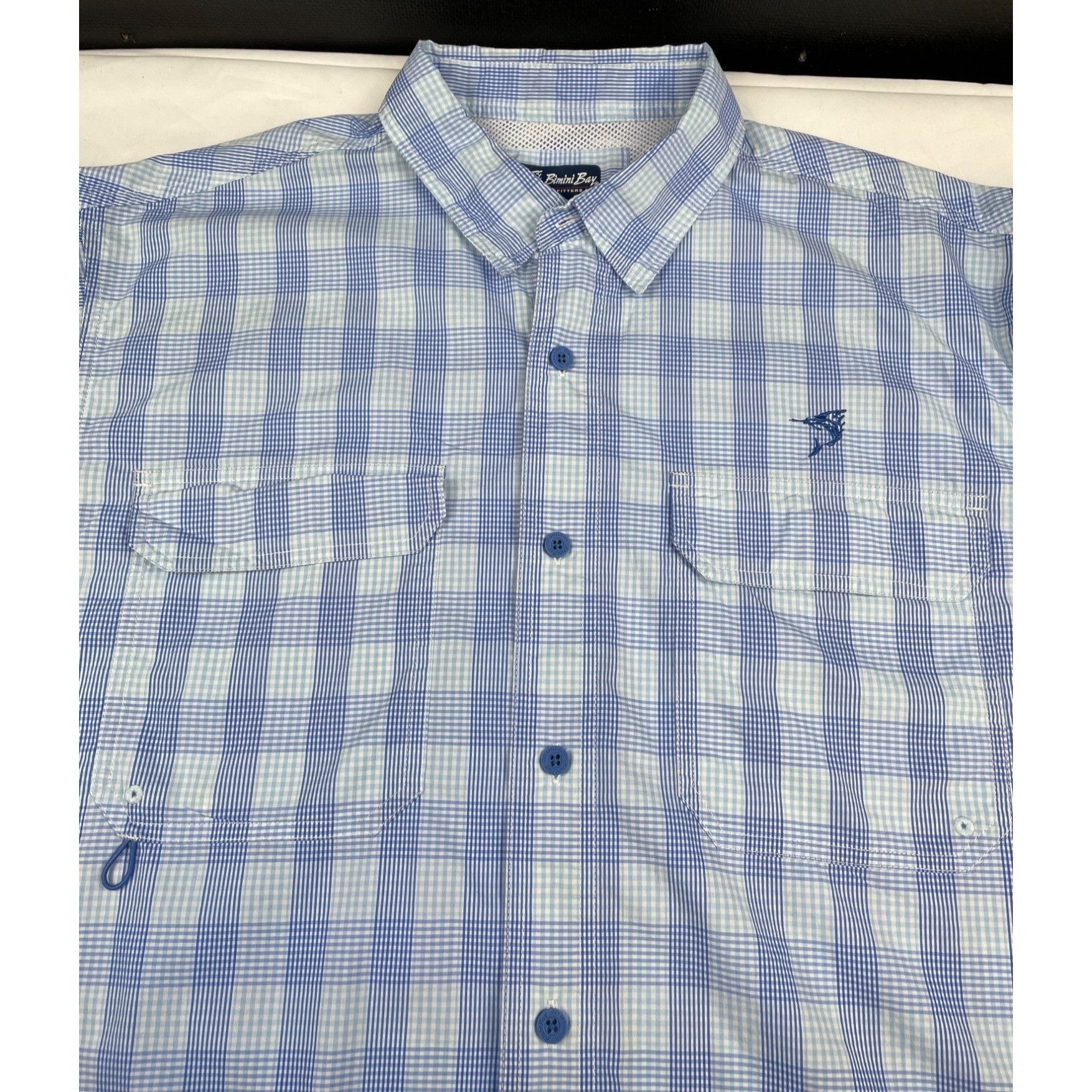 Other Bimini Bay Men's Blue Checkered Button Up/Short Sleeve Shirt Size US XL / EU 56 / 4 - 4 Thumbnail