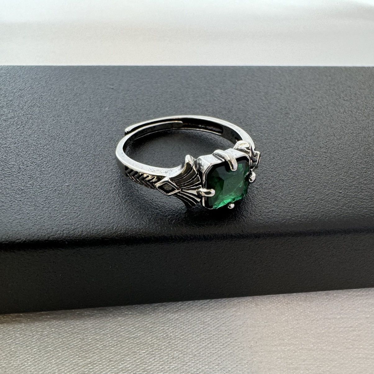 Other Adjustable Green Zircon Ring for Men Women Size ONE SIZE - 3 Thumbnail