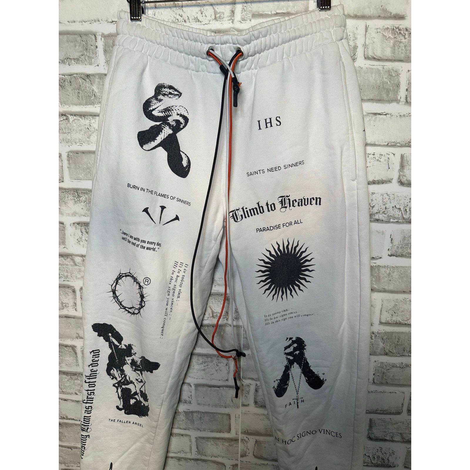 Other IHS Manifesto Graphic White Track Pants S Joggers Cotton Size US 26 / EU 42 - 3 Thumbnail
