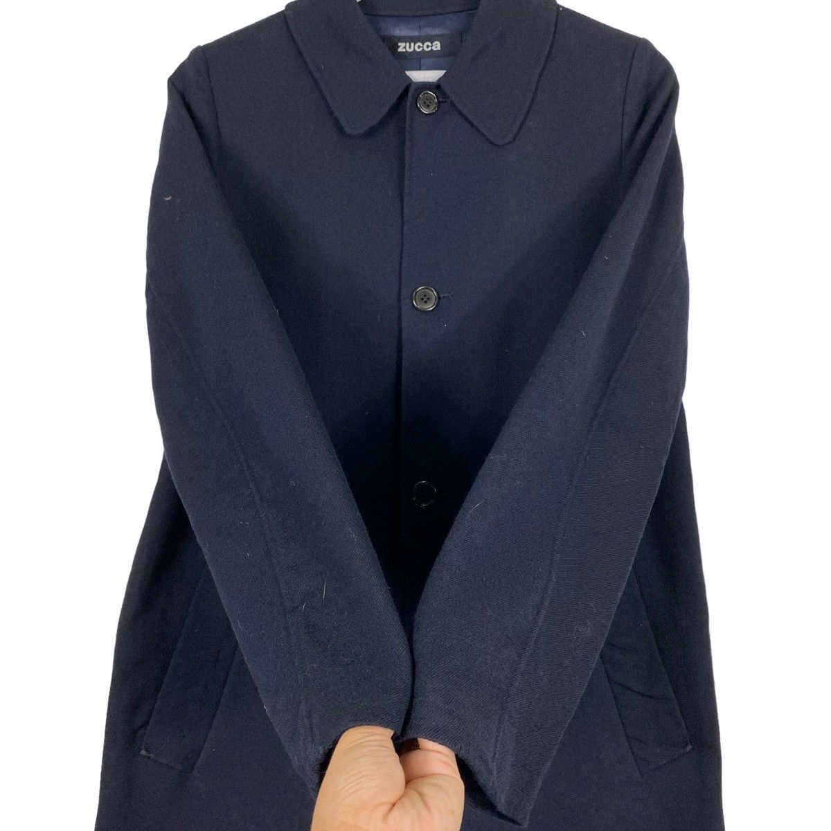 Issey Miyake × Zucca 💥ZUCCA BY ISSEY MIYAKE BUTTON NAVY TOPCOAT Size US M / EU 48-50 / 2 - 6 Thumbnail