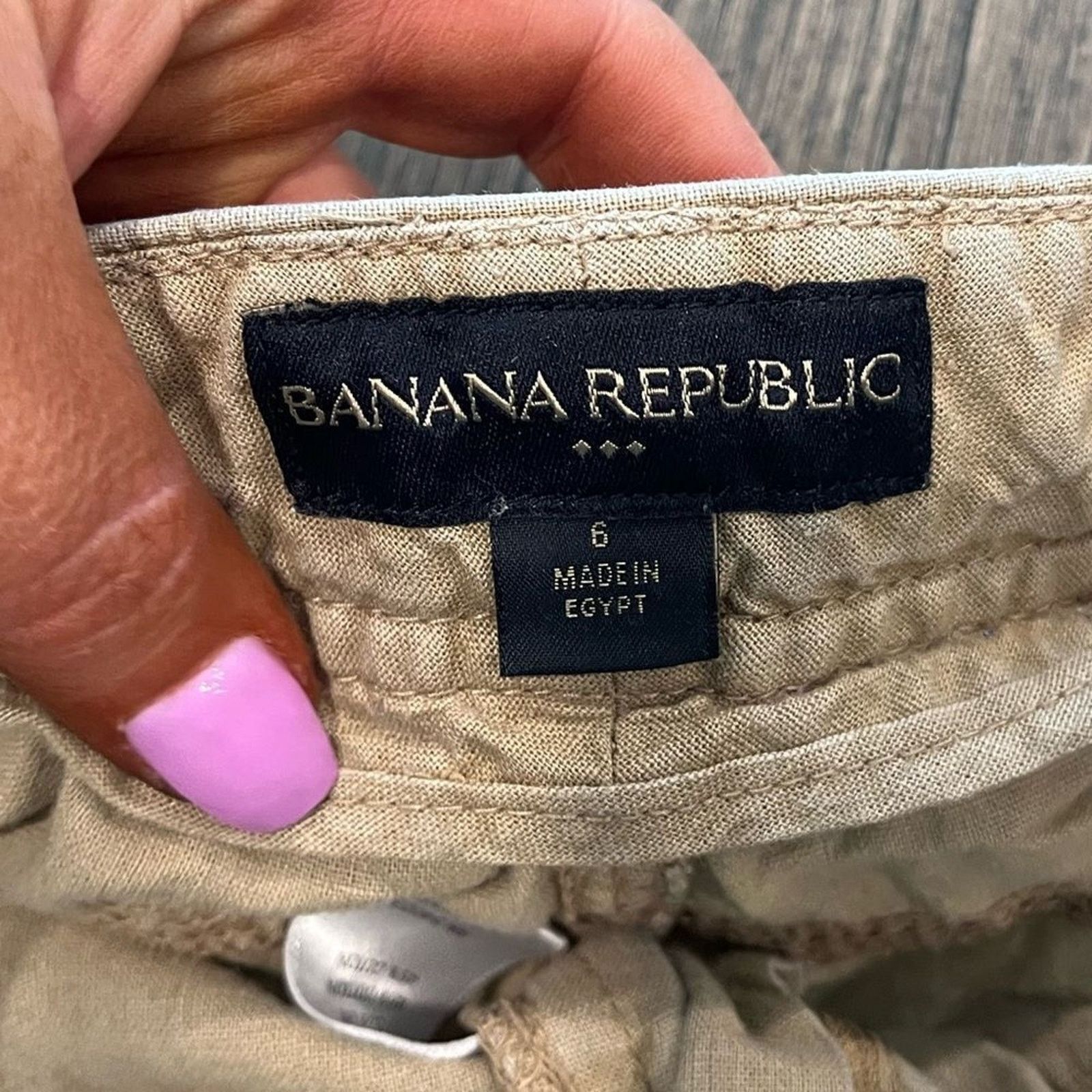 Vintage Banana Republic Factory Linen Cotton Blend Tan Shorts Size 6 Size 28" / US 6 / IT 42 - 4 Thumbnail