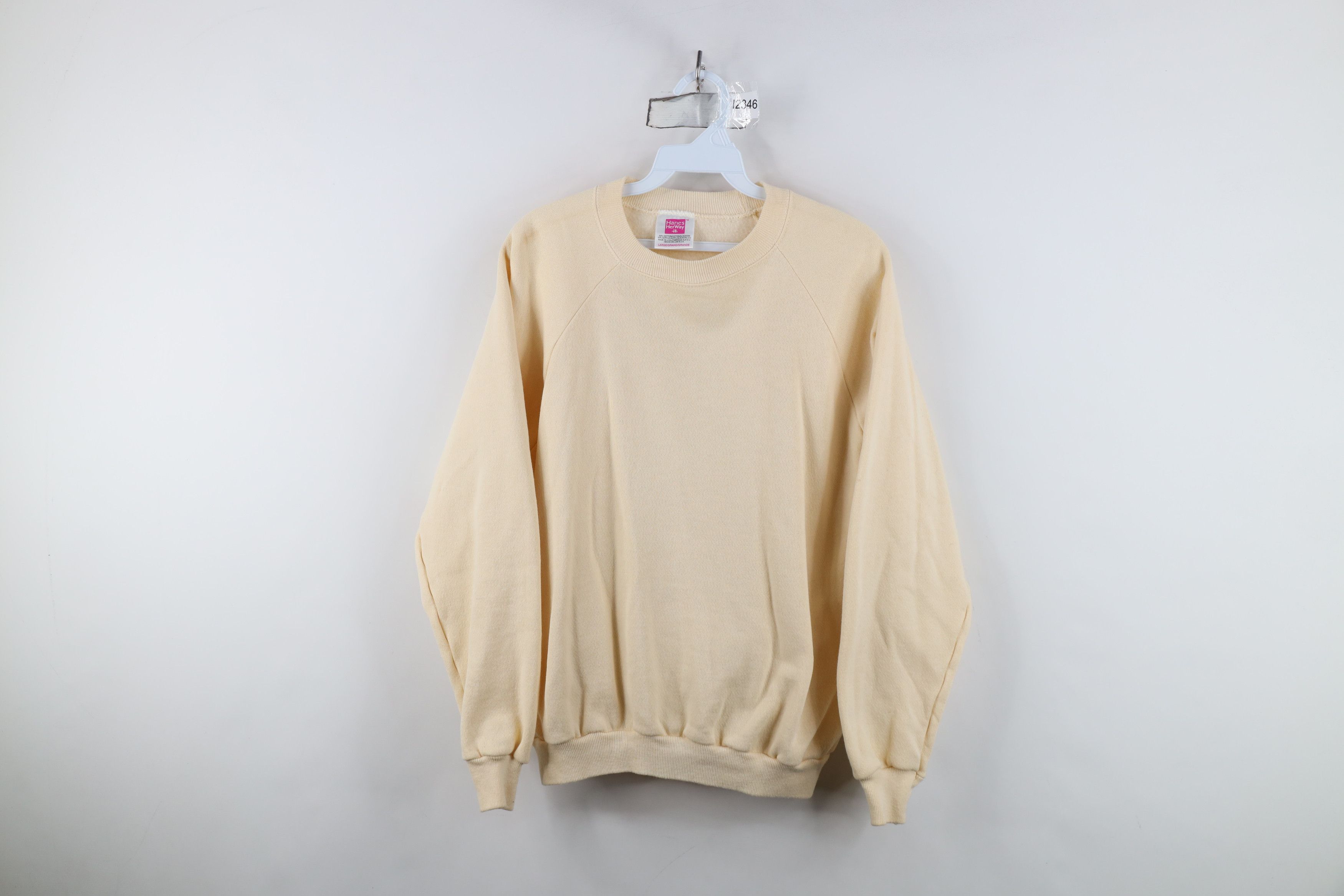Vintage Vintage 90s Streetwear Blank Crewneck Sweatshirt Beige USA Size L / US 10 / IT 46 - 1 Thumbnail