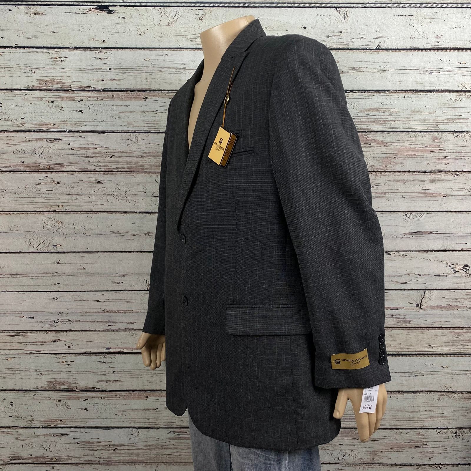 Stacy Adams NEW Stacy Adams Gold Label Plaid Suit Blazer Men's 44 44R Size 44R - 7 Thumbnail