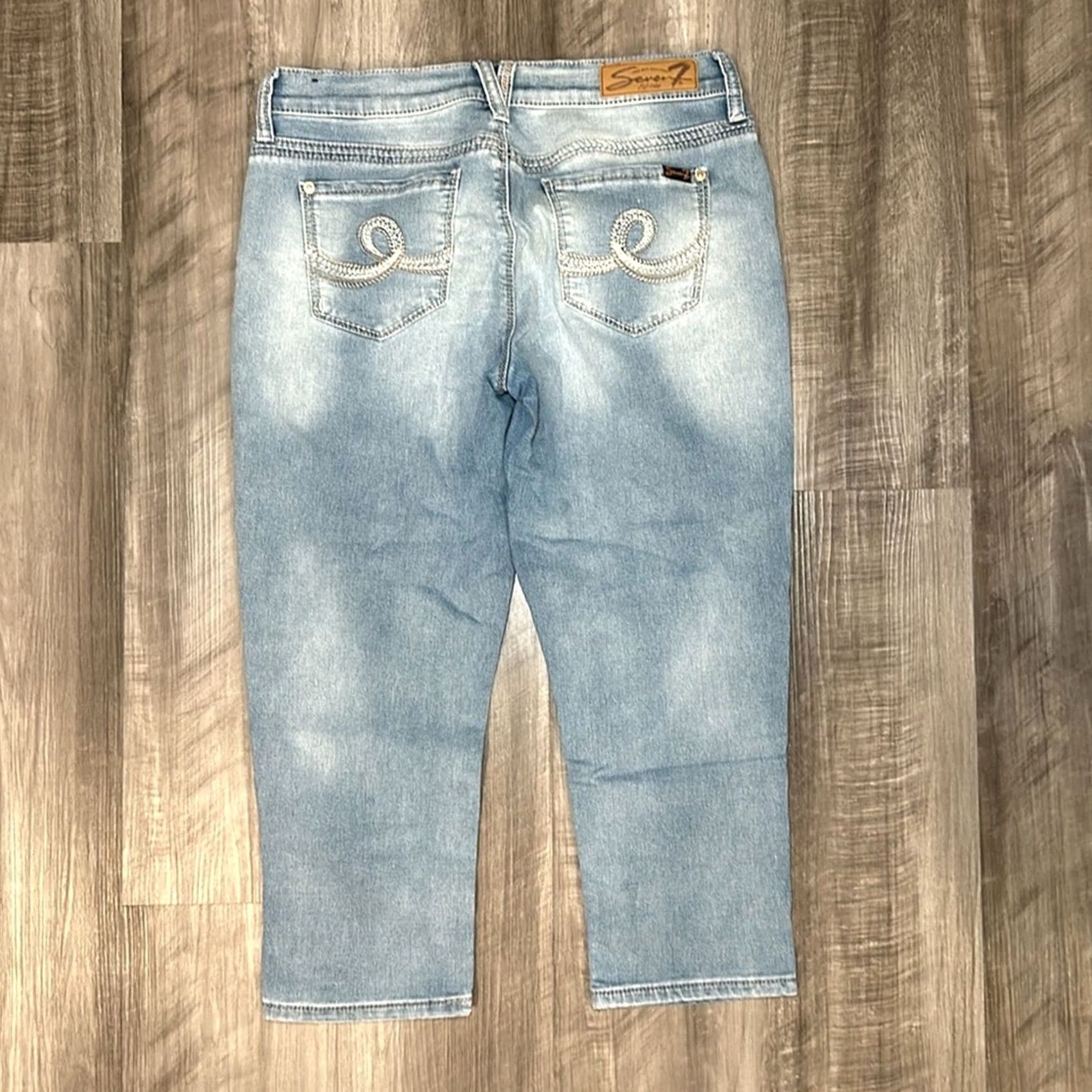 Vintage Seven7 Girlfriend Cropped Jeans Women 6 Blue Cropped Regular 6 Jeans 30 Inseam 22" 31" 7.5" 6.5" 13" MS10565 Size 28" / US 6 / IT 42 - 2 Thumbnail