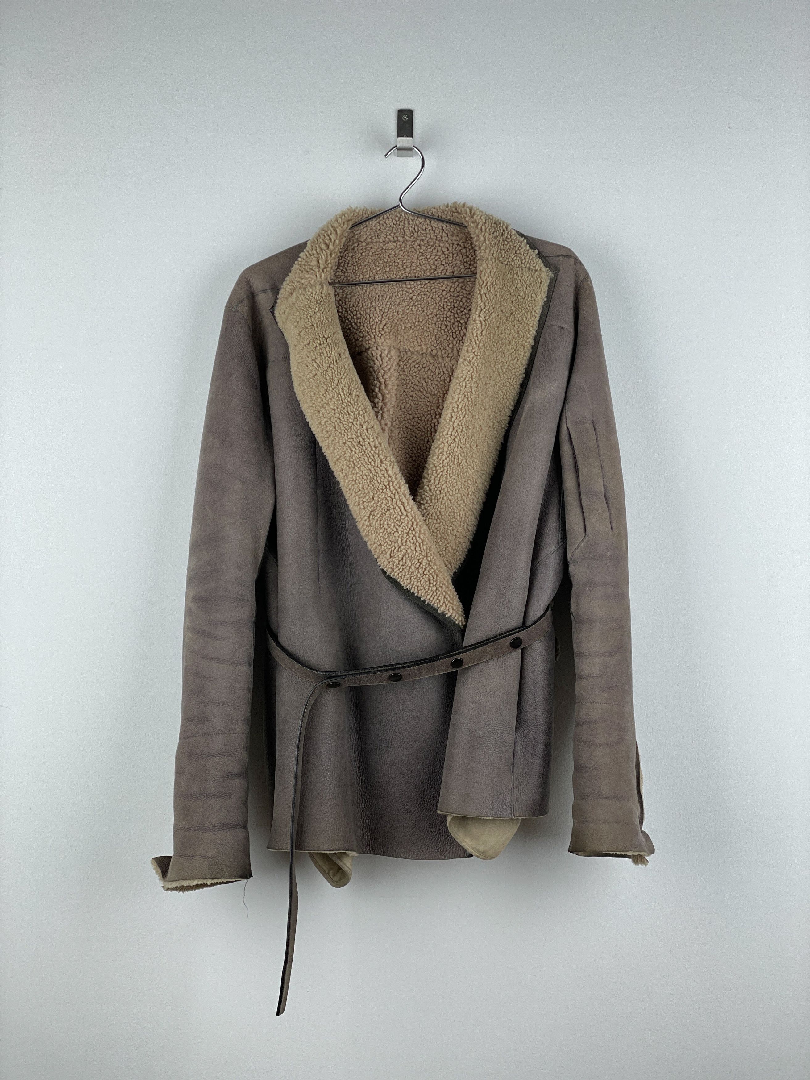 Rick Owens AW10 'Gleam' Belted Shearling Leather Jacket Size US S / EU 44-46 / 1 - 1 Thumbnail
