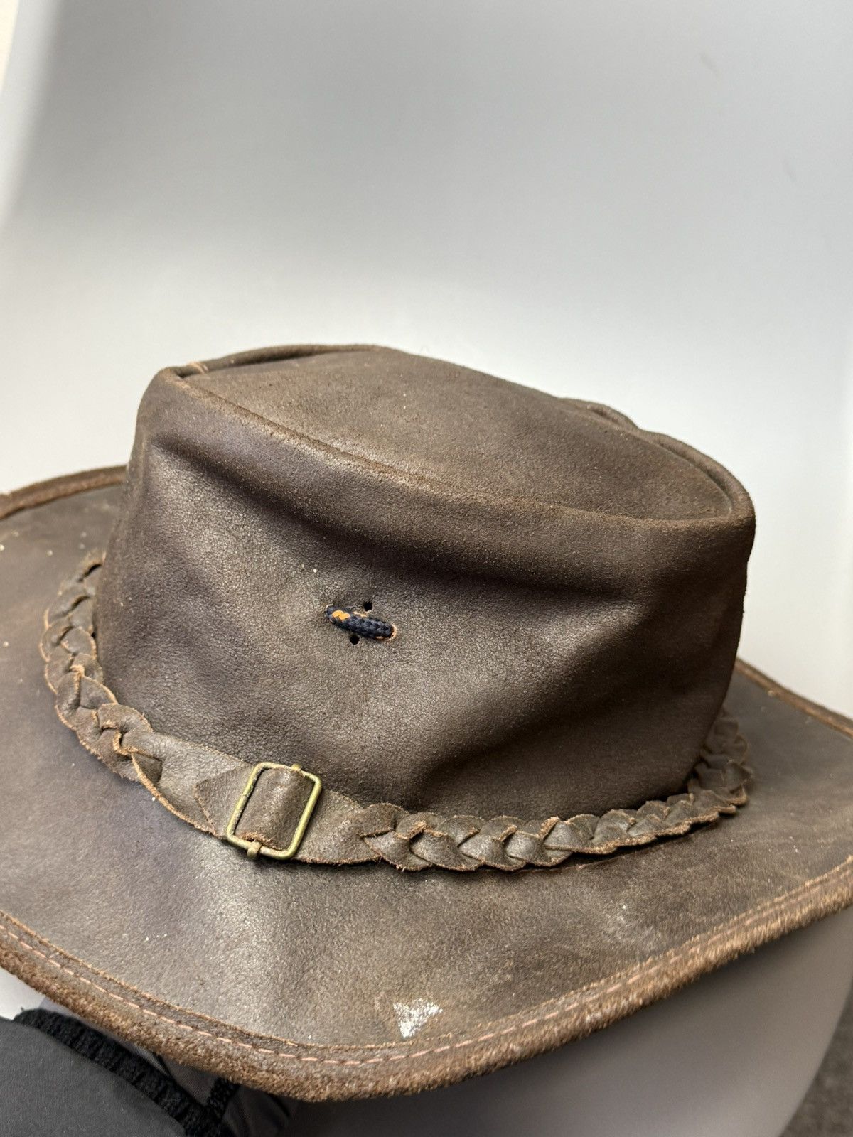 Leather American Cowboy Hat Australian Western Aussie Brown Leather Size ONE SIZE - 9 Thumbnail