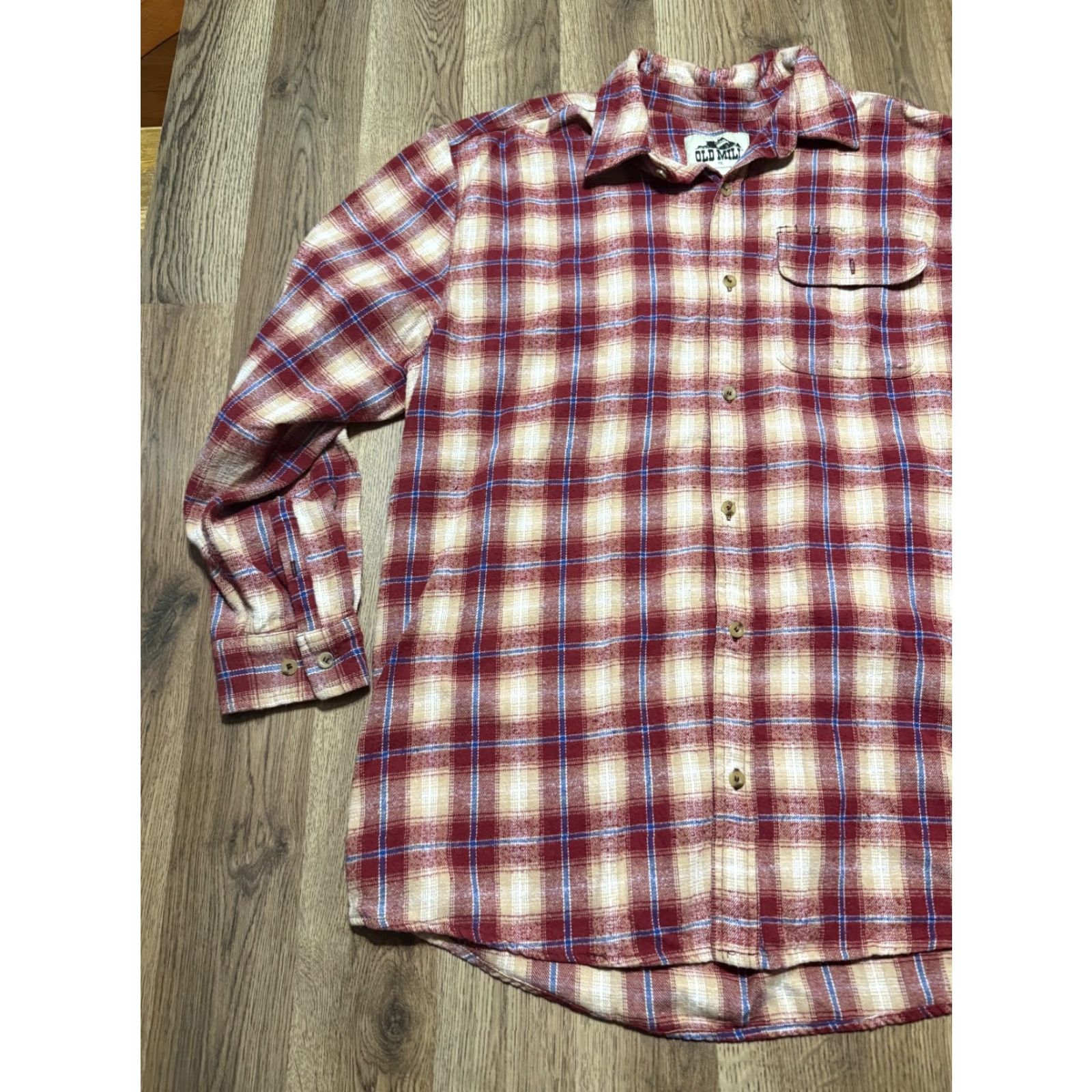 MILLY Old Mill Shirt Men’s XXL Red Brown White Blue Plaid Long Sleeve Button Up Size US XXL / EU 58 / 5 - 4 Thumbnail